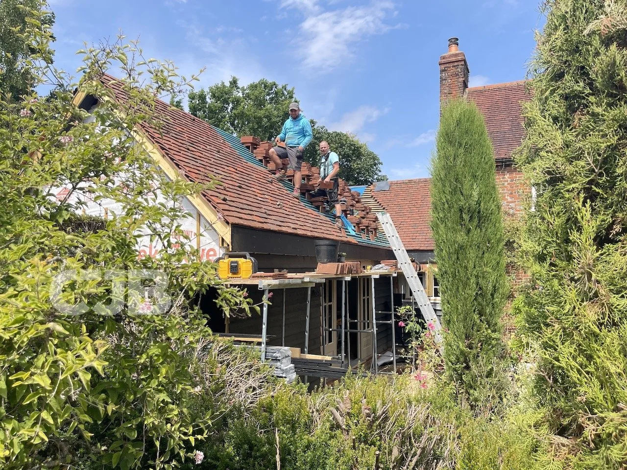 Rustling End, Hitchin extension, roof tiling