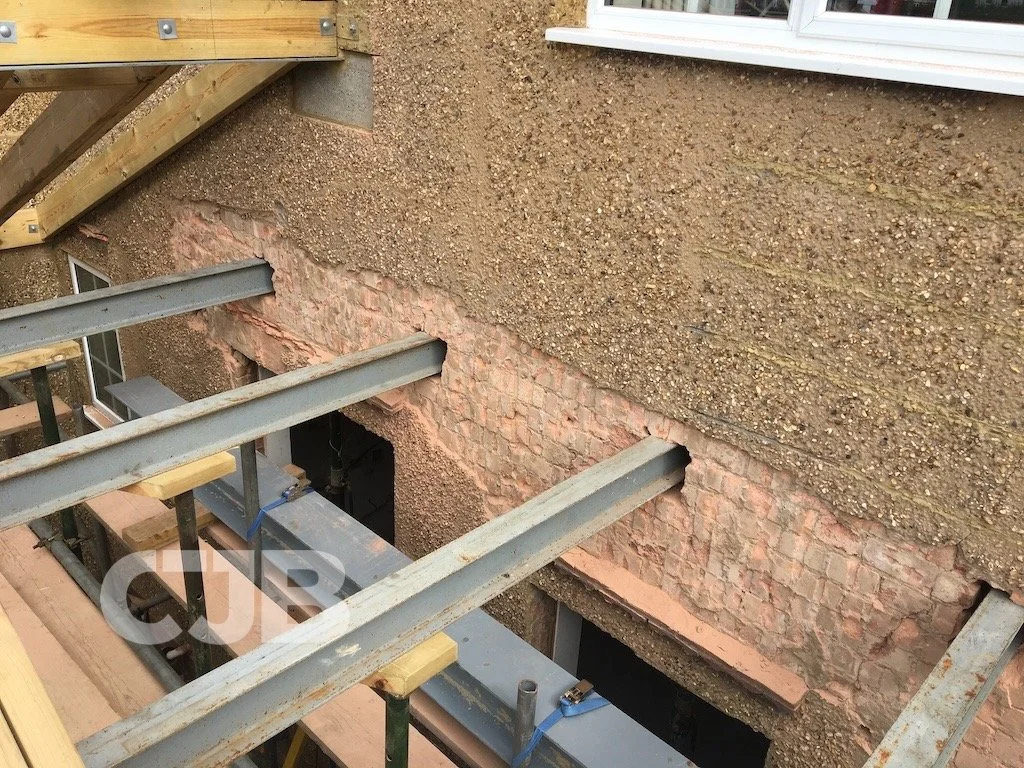 Extension in Digswell, Hertfordshire - steel beam install-2.JPG