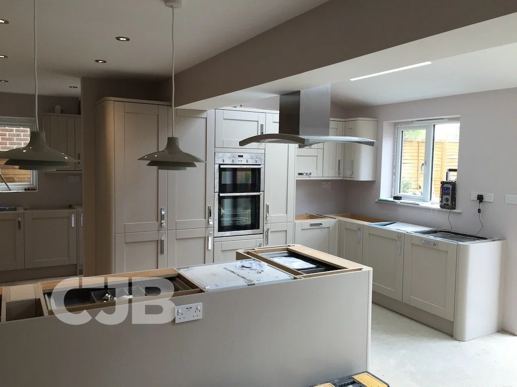 Extension, Orchard Road, Standon -  kitchen installation-2.JPG