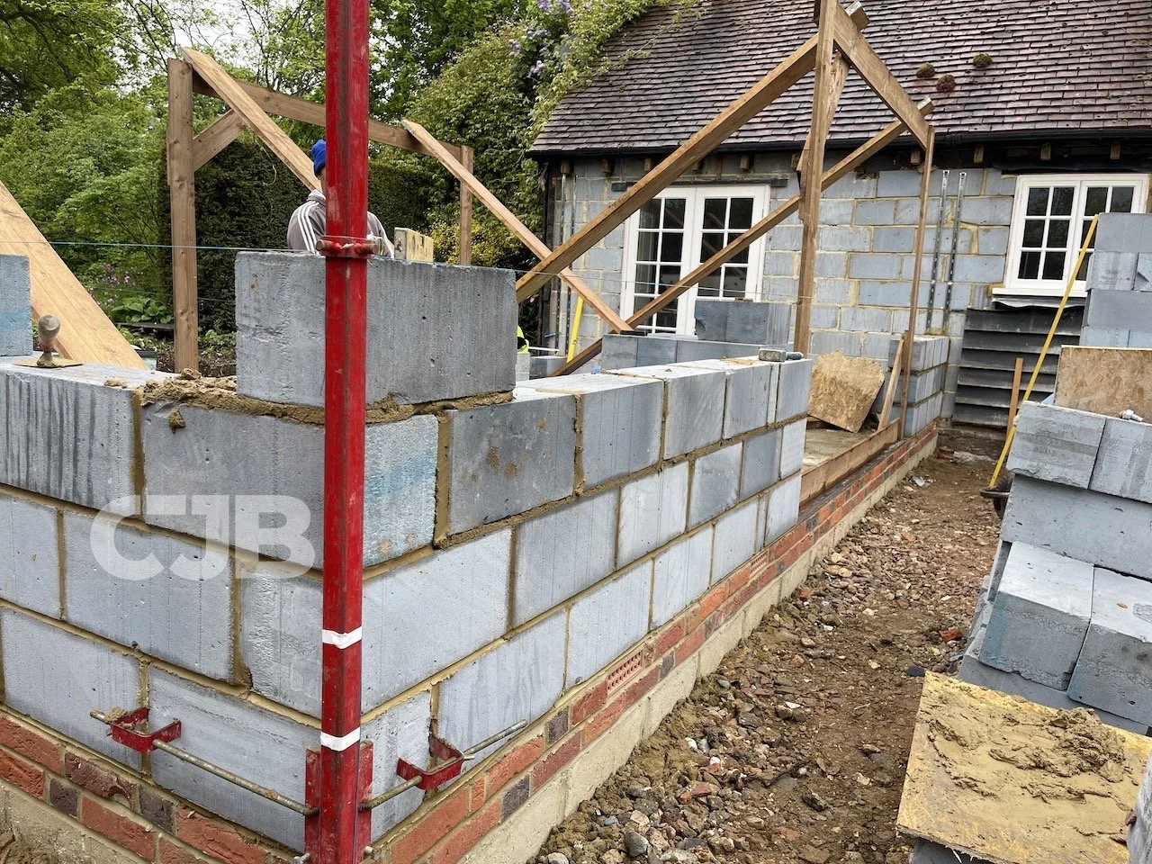 Rustling End, Hitchin extension, blockwork
