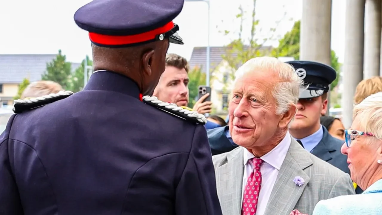 HIs Majesty King Charles III with Lord Lieutenant of the West Midlands Derrick Anderson CBE