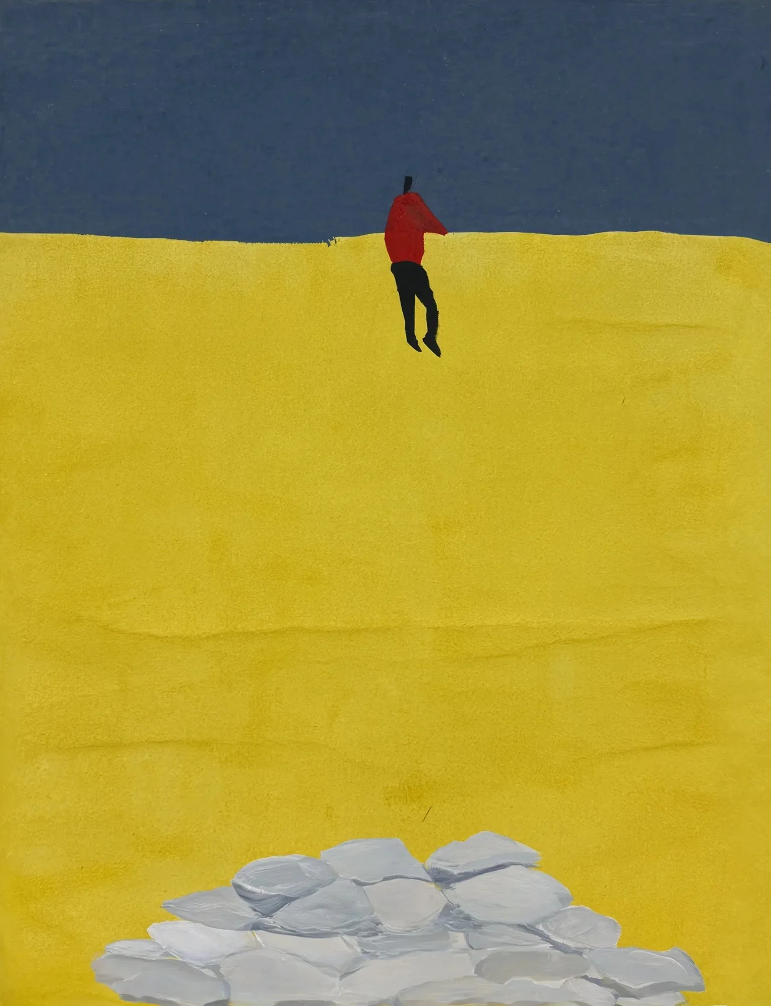 Abstract Landscape Painting | Minimalist Yellow Field Wall Art