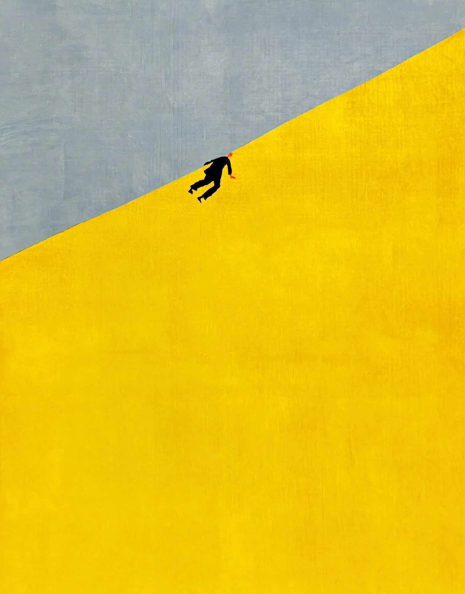 Abstract Landscape Painting | Minimalist Yellow Diagonal Art