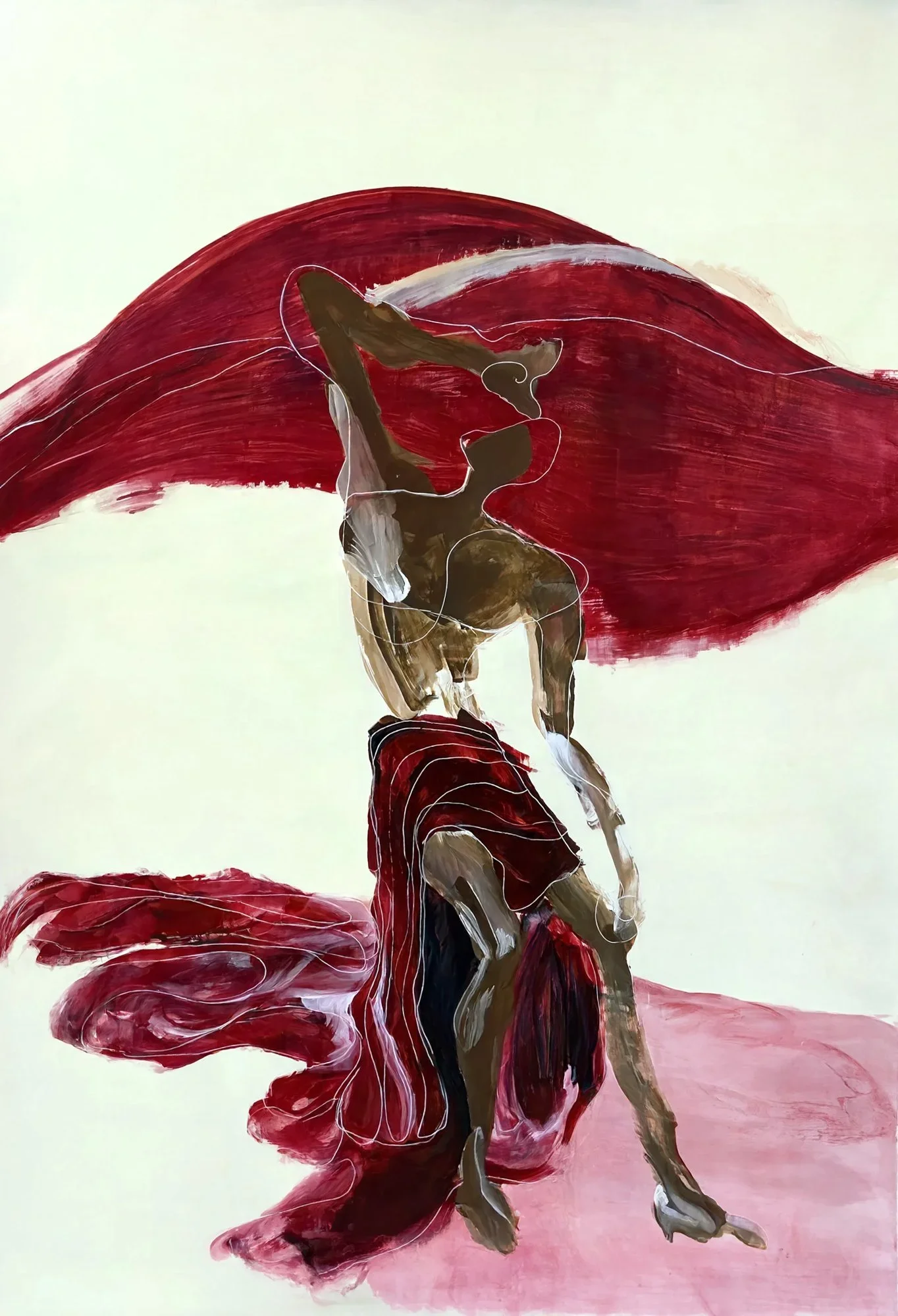 Figurative Art Painting | Expressive Red Dance Movement