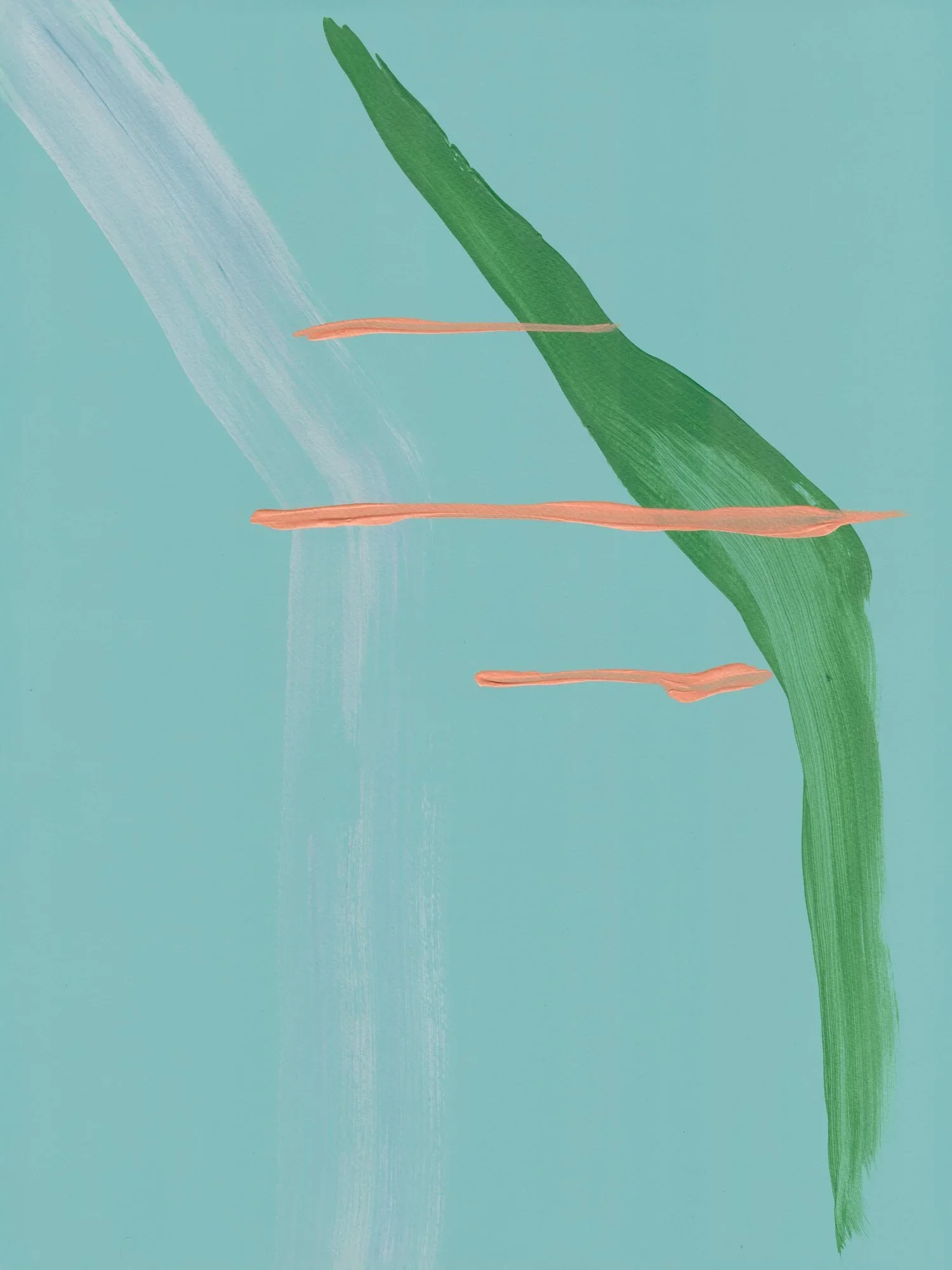 Green Abstract Painting | Minimalist Botanical Brushstroke Art