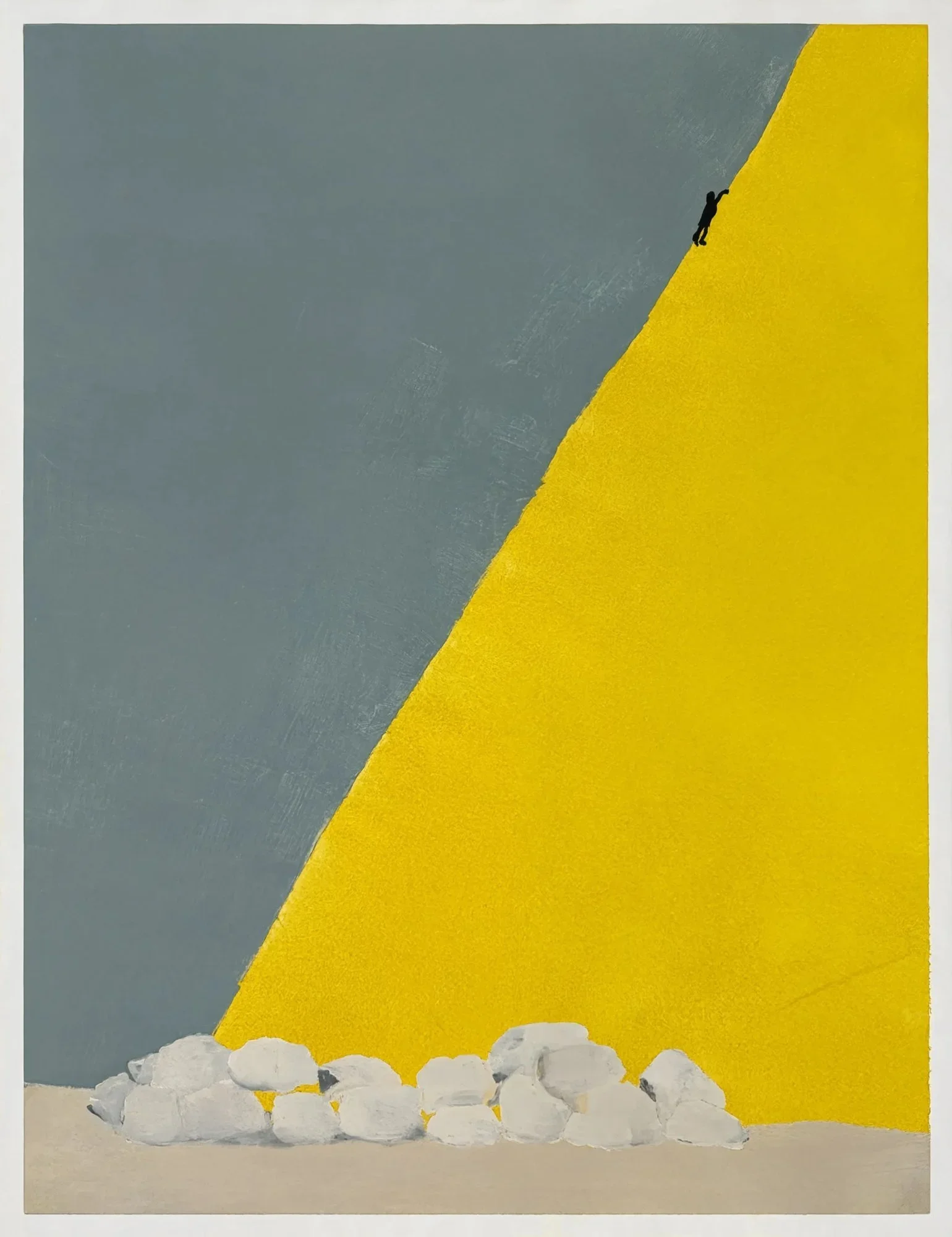 Mountain Landscape Painting | Minimalist Yellow Slope Wall Art