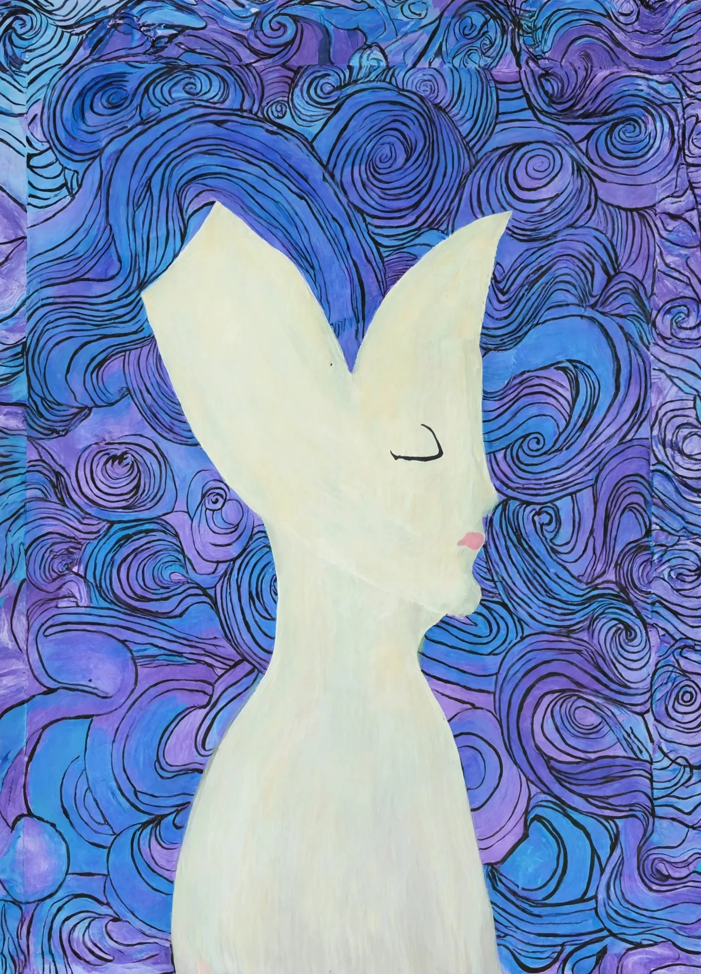 Modigliani-Inspired Portrait Painting | Van Gogh Swirl Wall Art