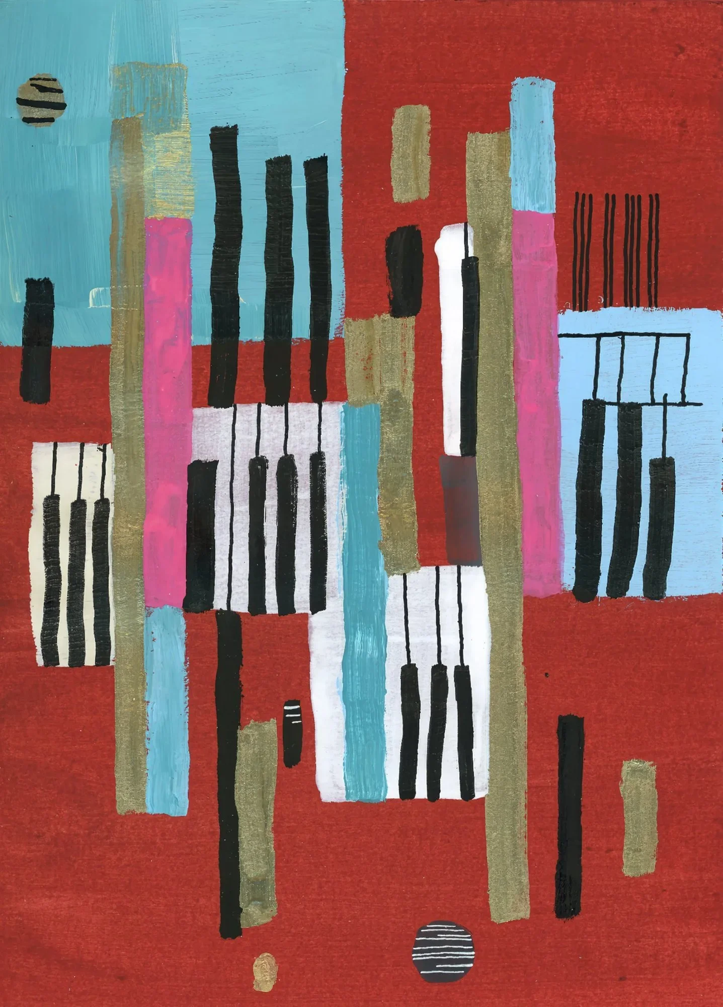 Paul Klee-Style Abstract Painting | Colorful Piano Keys Wall Art