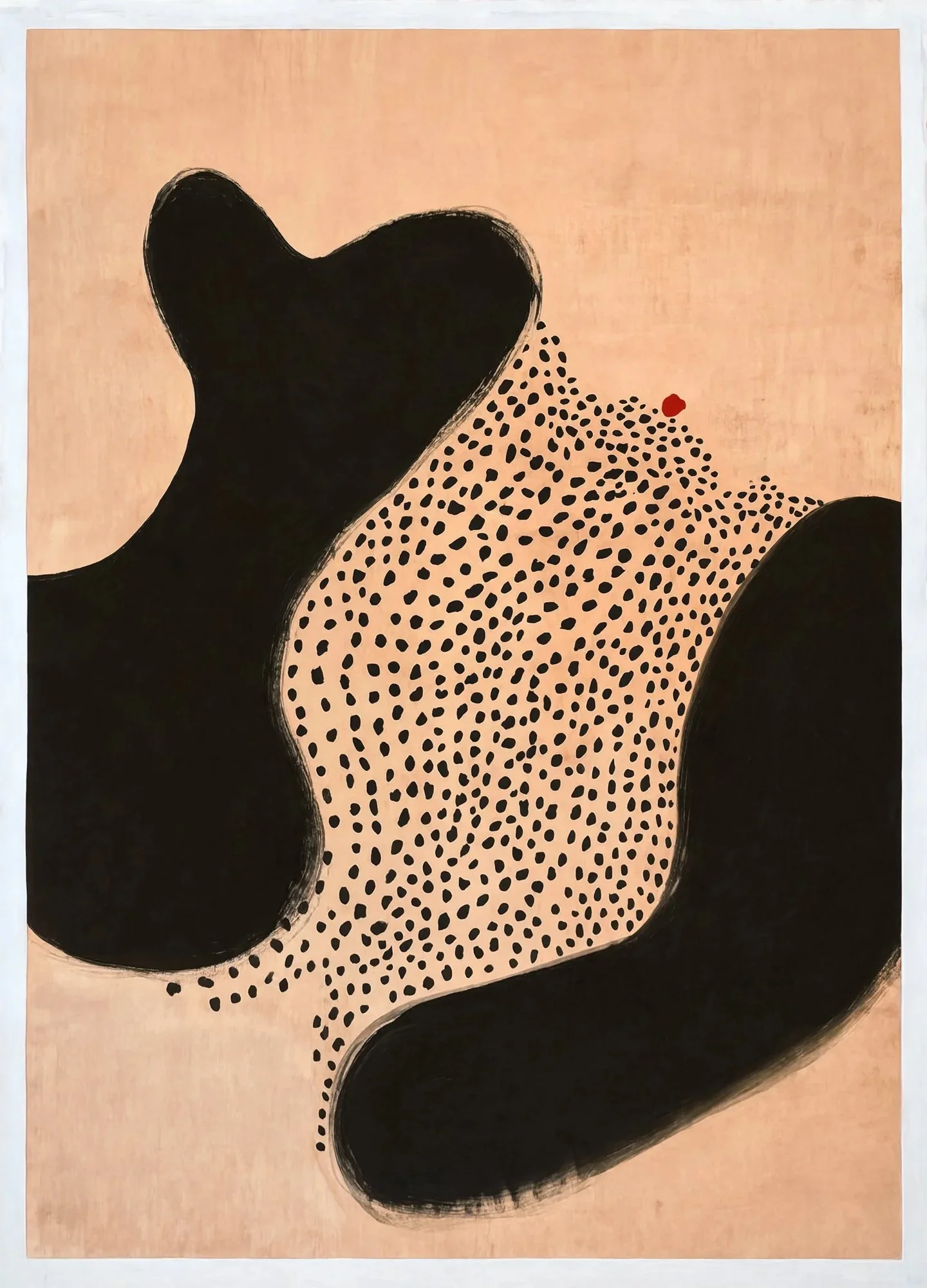 Organic Abstract Art | Black Biomorphic Shapes with Polka Dot Texture