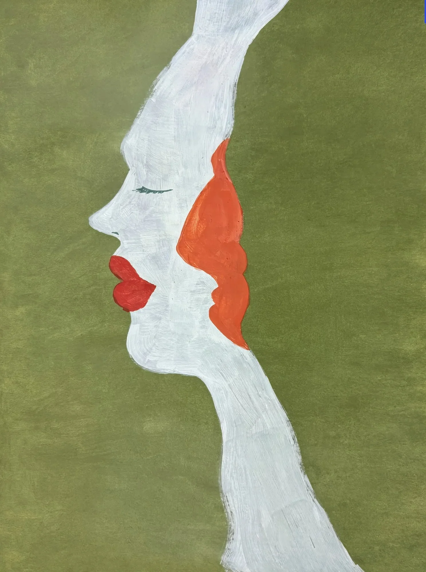 Modigliani-Inspired Portrait Painting | Elongated Profile Wall Art