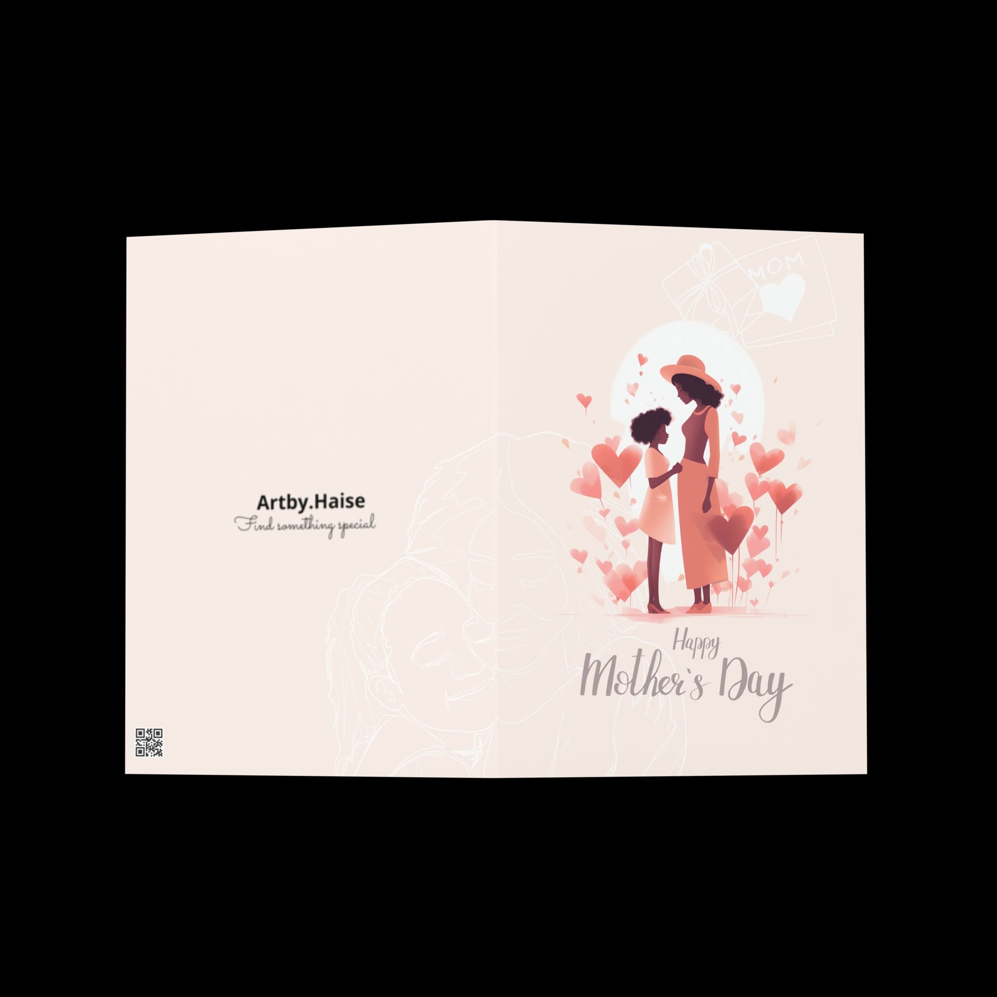 Heartfelt Mother & Daughter Card with Hearts – Artby.Haise Special 5x7 Mother's Day Collection