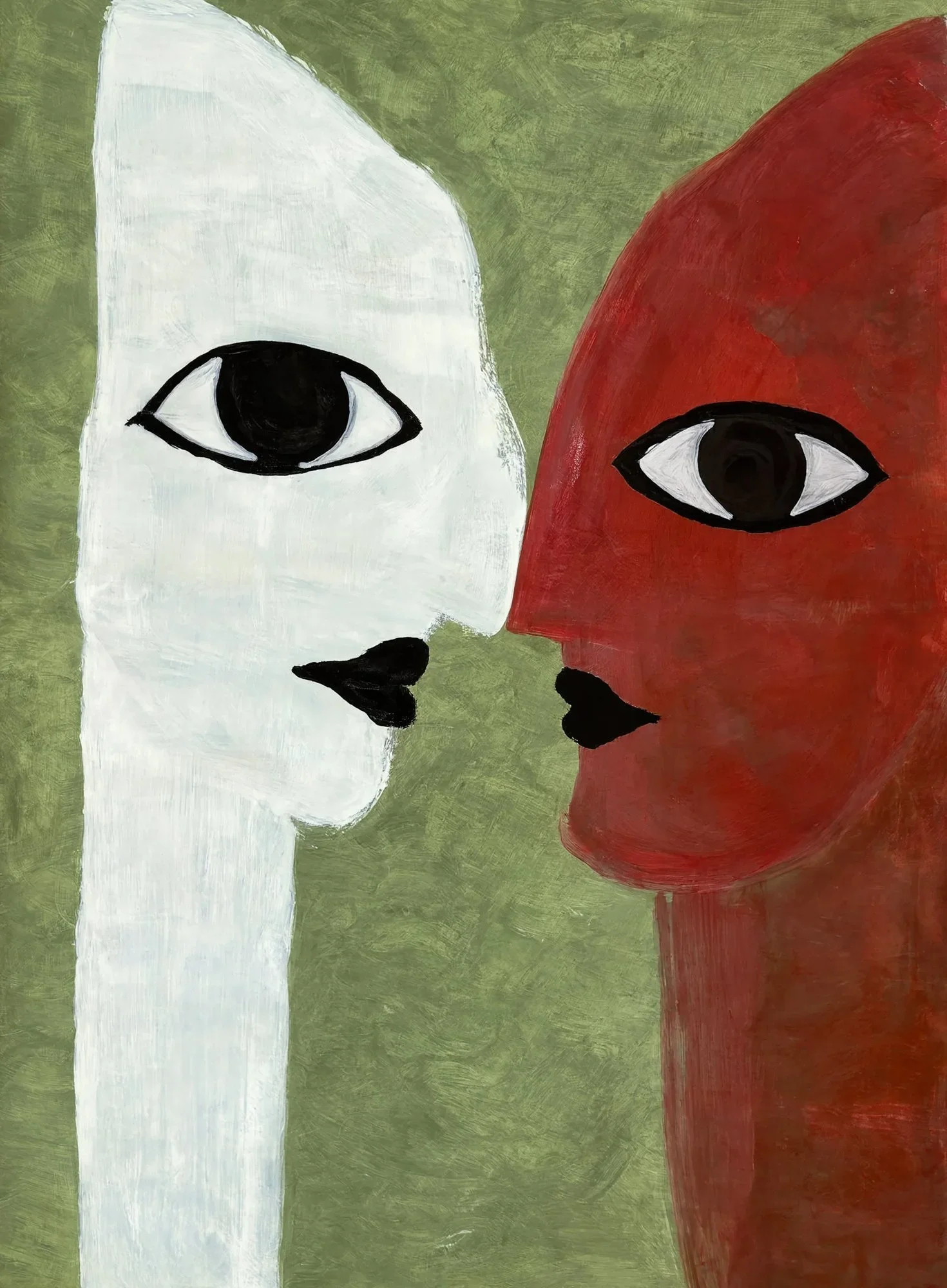 Picasso-Inspired Lovers Painting | Two Faces Portrait Art