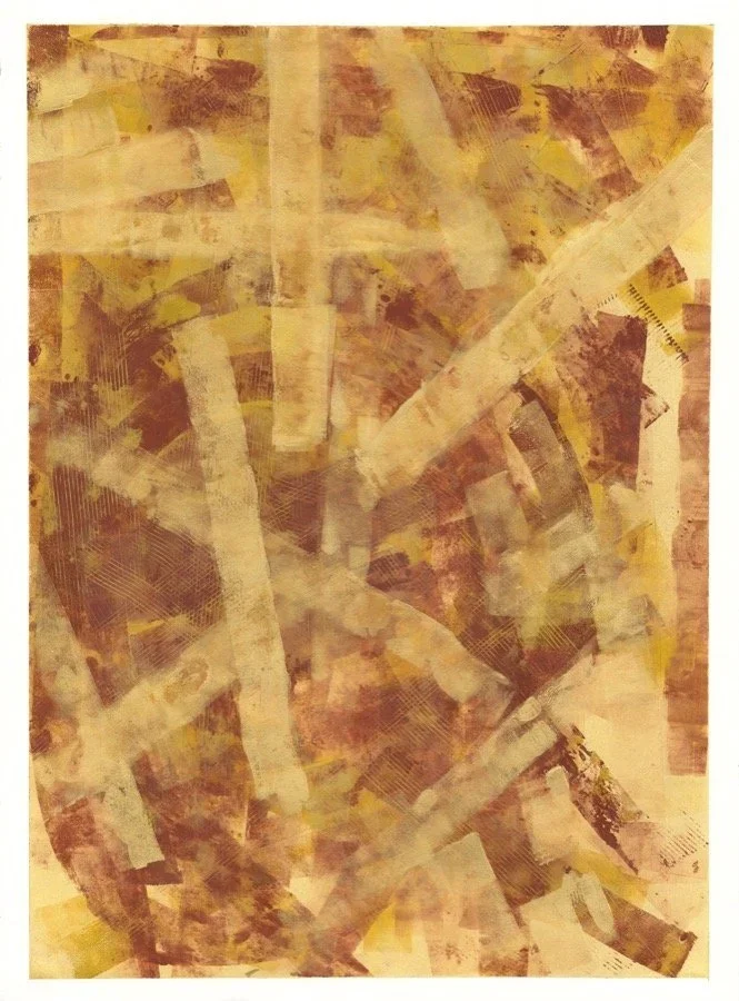 Abstract Landscape Painting | Earth Tone Monoprint Texture