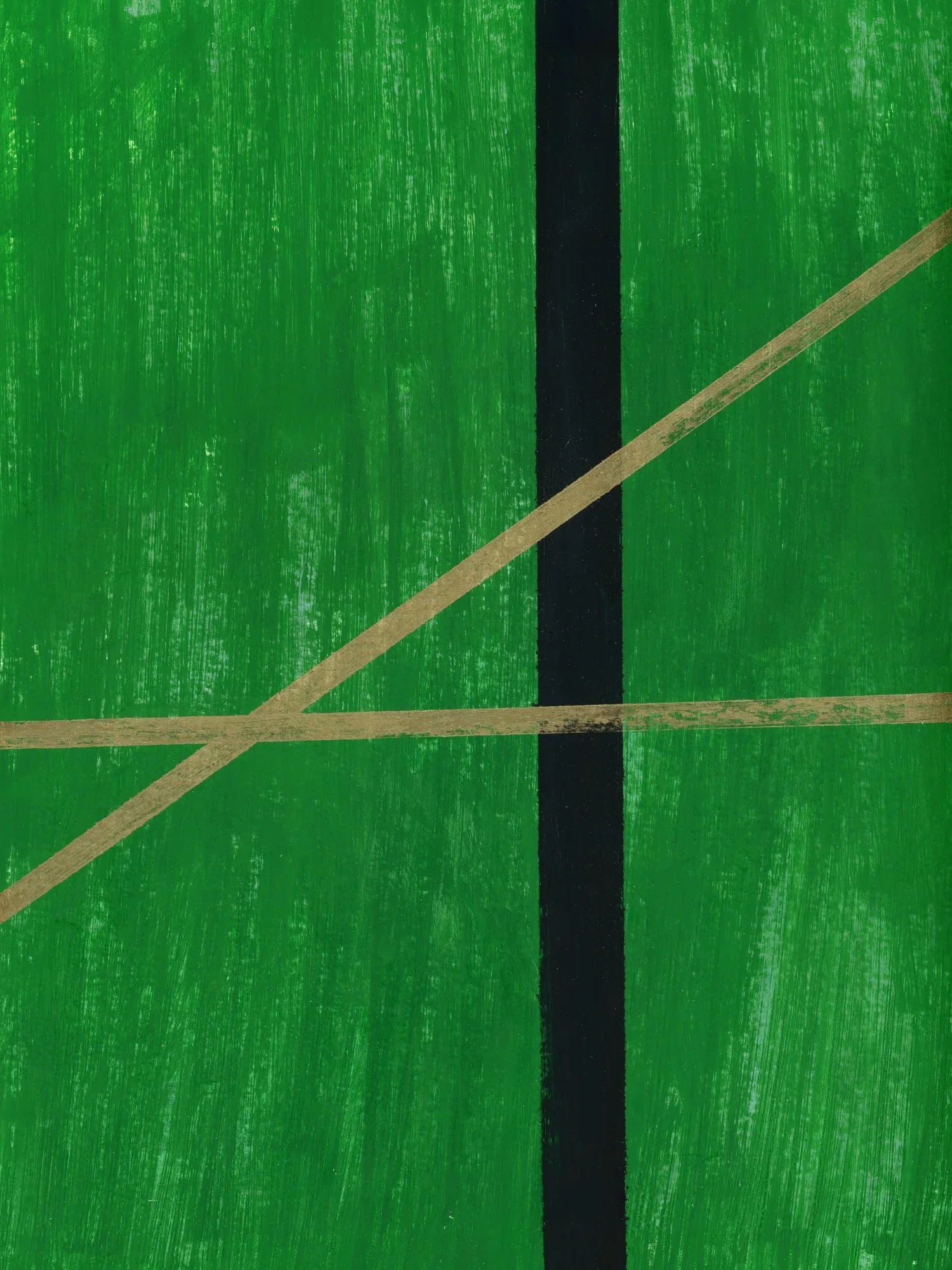 Emerald Green Abstract Painting | Gold Line Minimalist Art