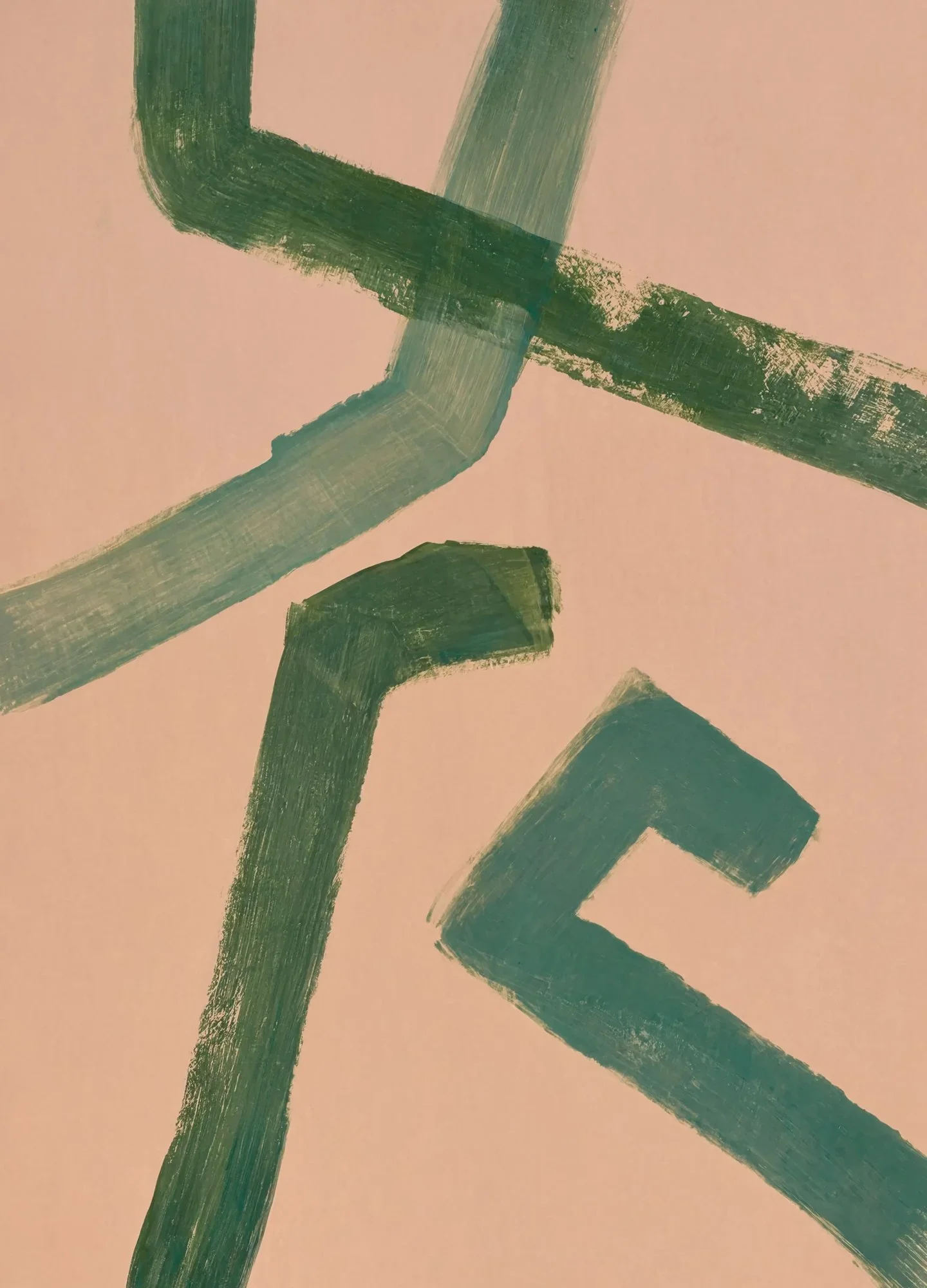 Sage Green Abstract Wall Art | Bold Gestural Ribbon Painting