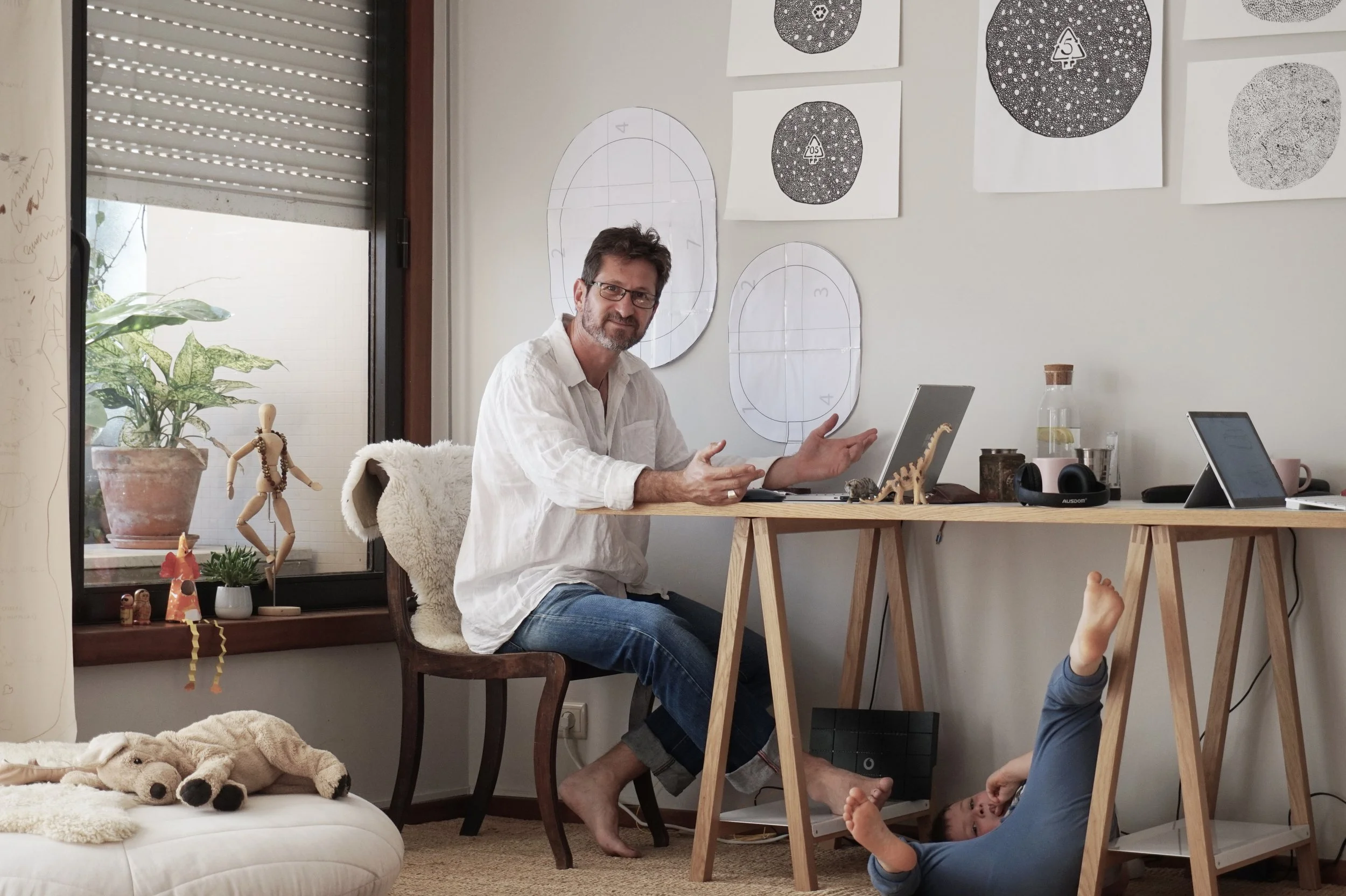 Working from home with children.