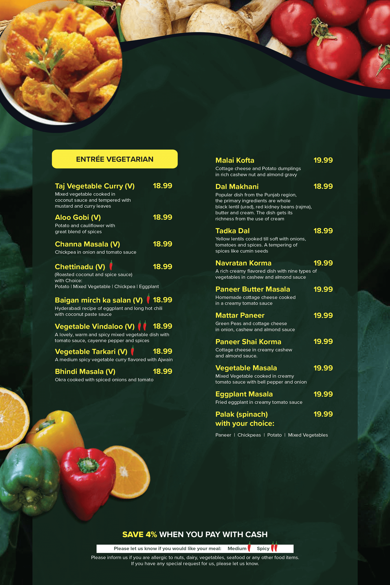 Taj Menu