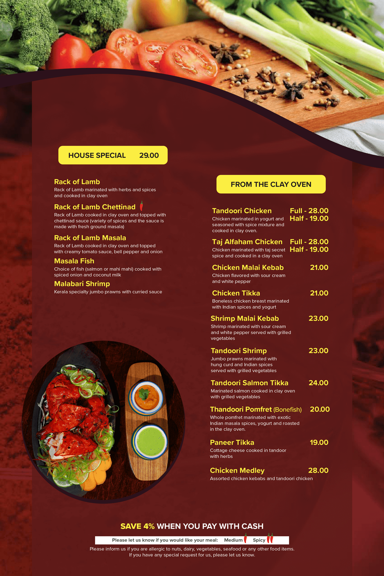 Taj Menu