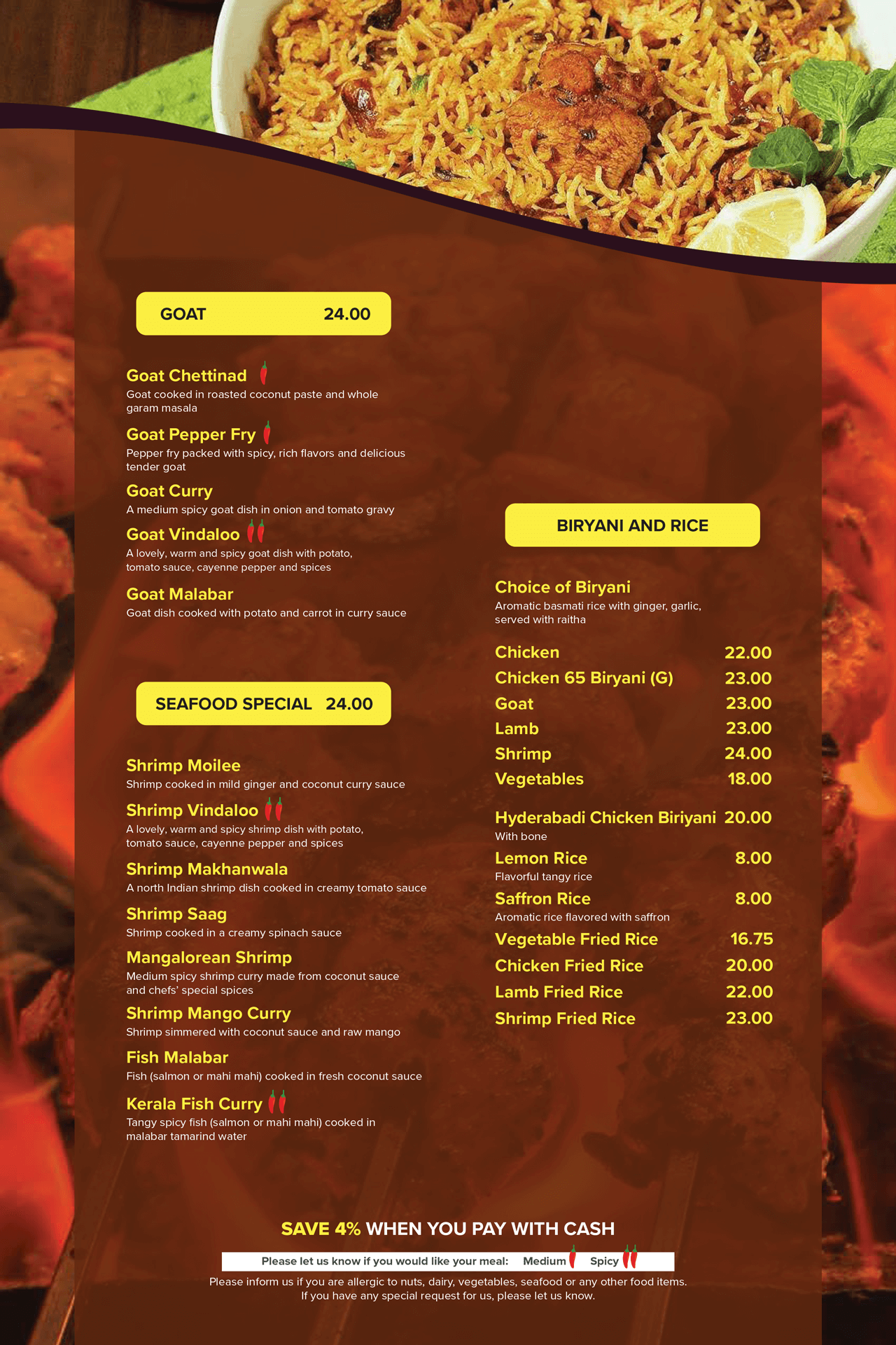 Taj Menu