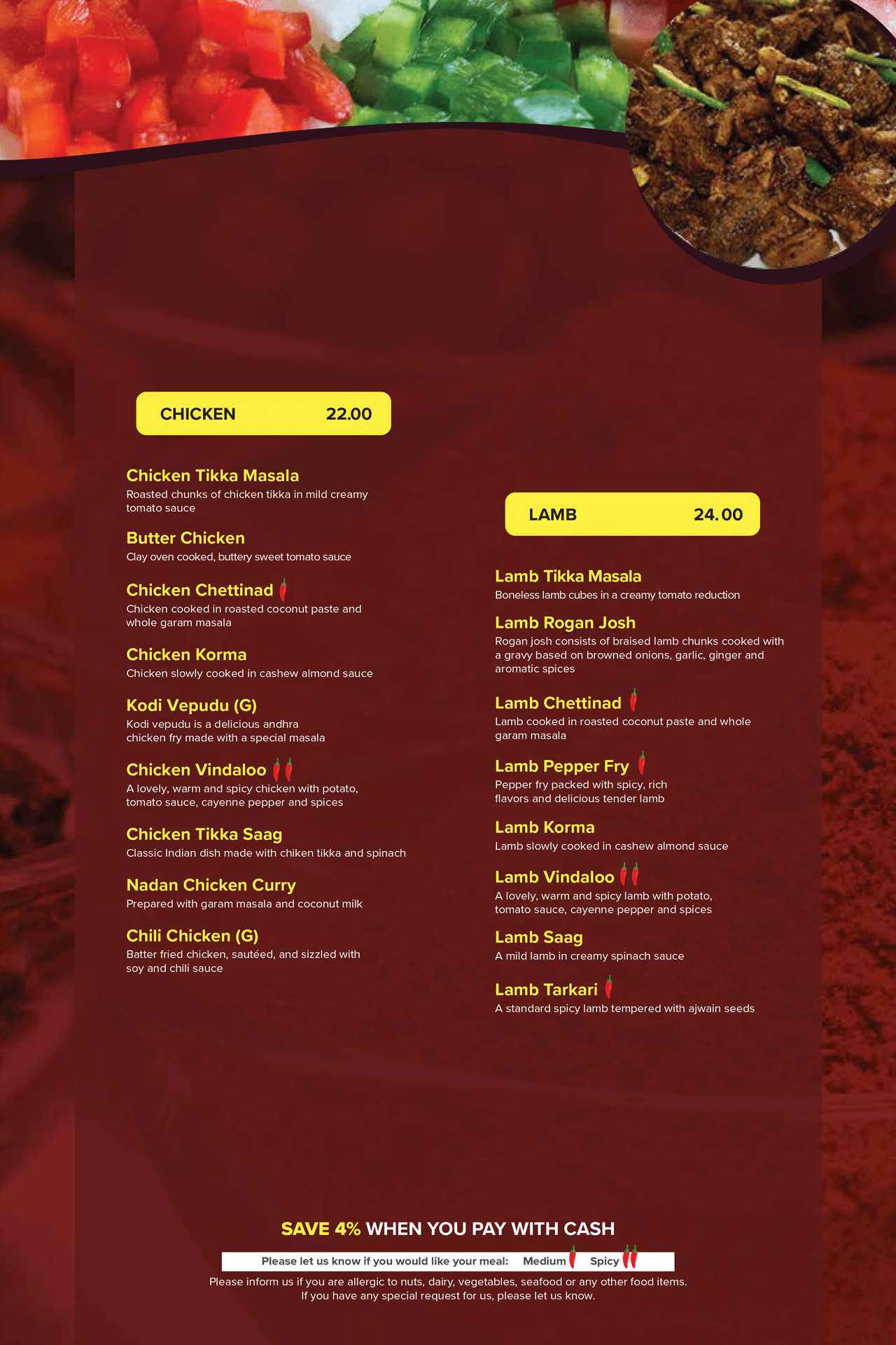 Taj Menu