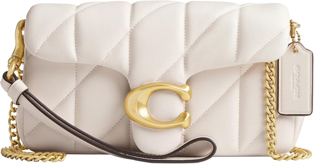 Coach Womens Quilted Pillow Leather Tabby Wristlet With Chain - Chalk