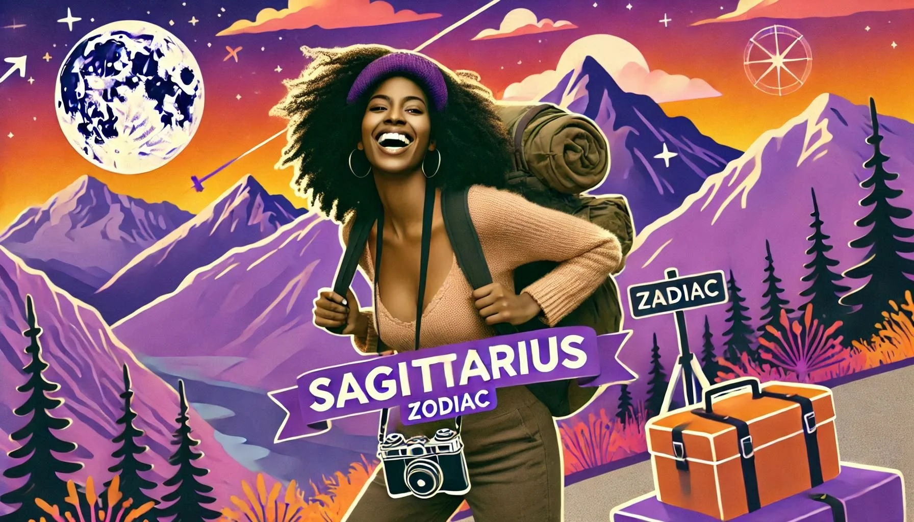 DIGITAL WALLPAPER FOR SAGITTARIUS ZODIAC:  Adventurous Beauty, Sagittarius Woman