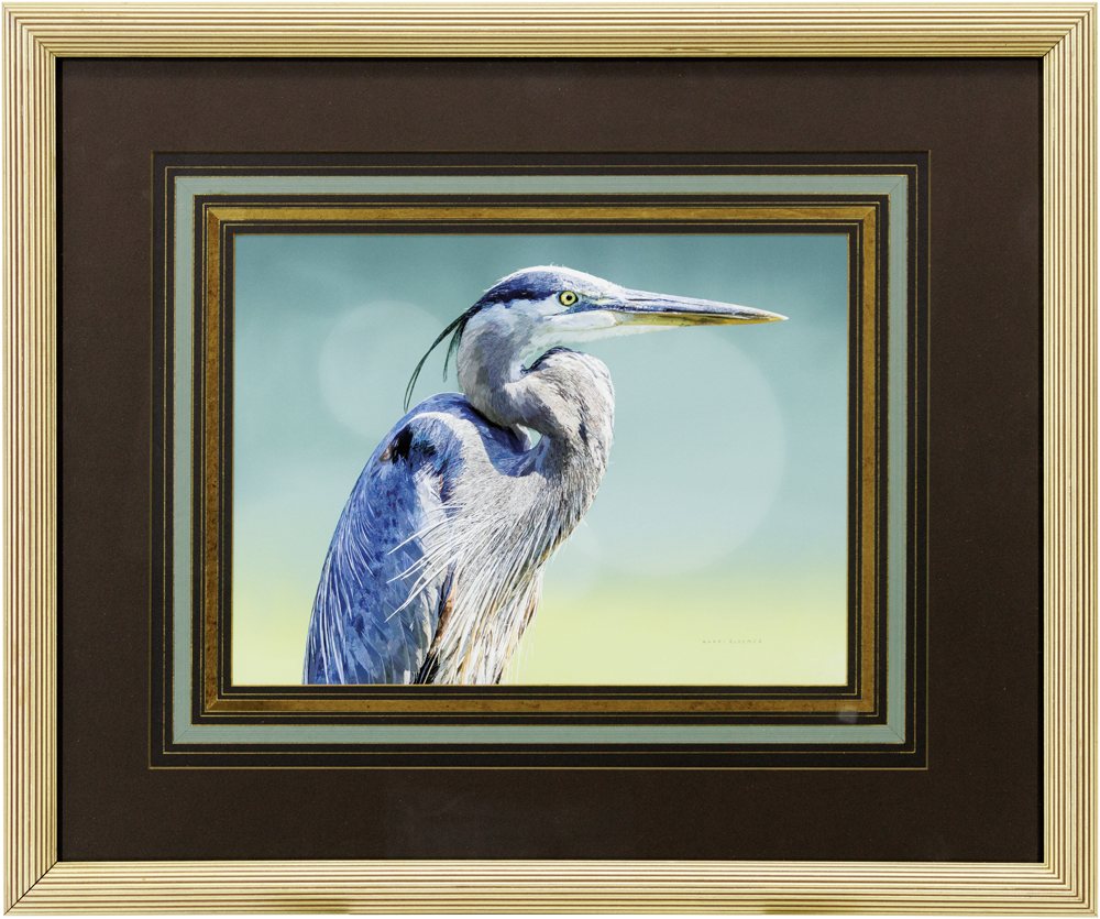 Great Blue Heron-Gold Ribbed 29x24