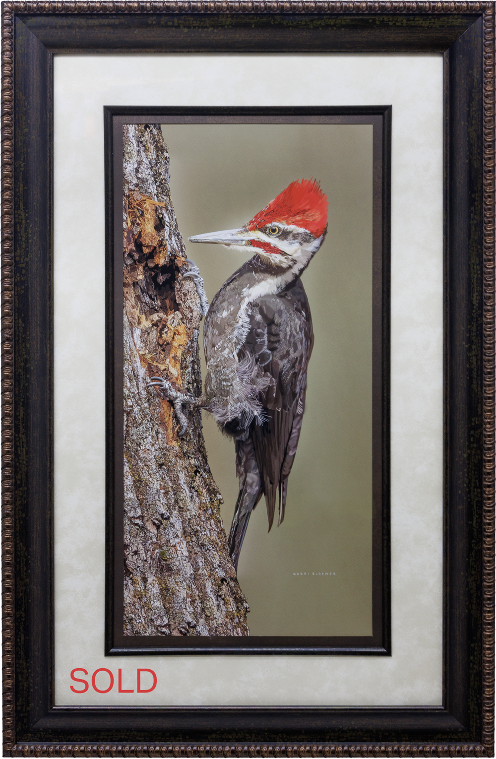 Pileated Woodpecker-Dark Wood 20x36
