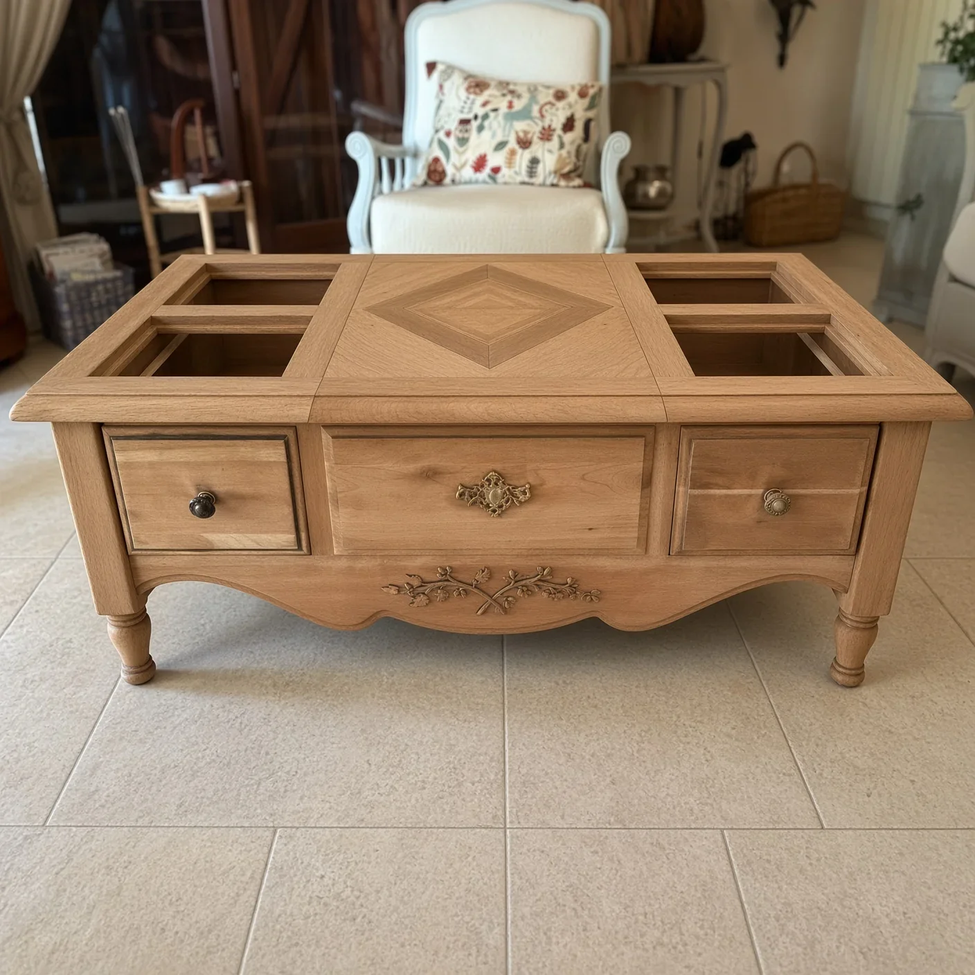 Aérogommage d’une table basse