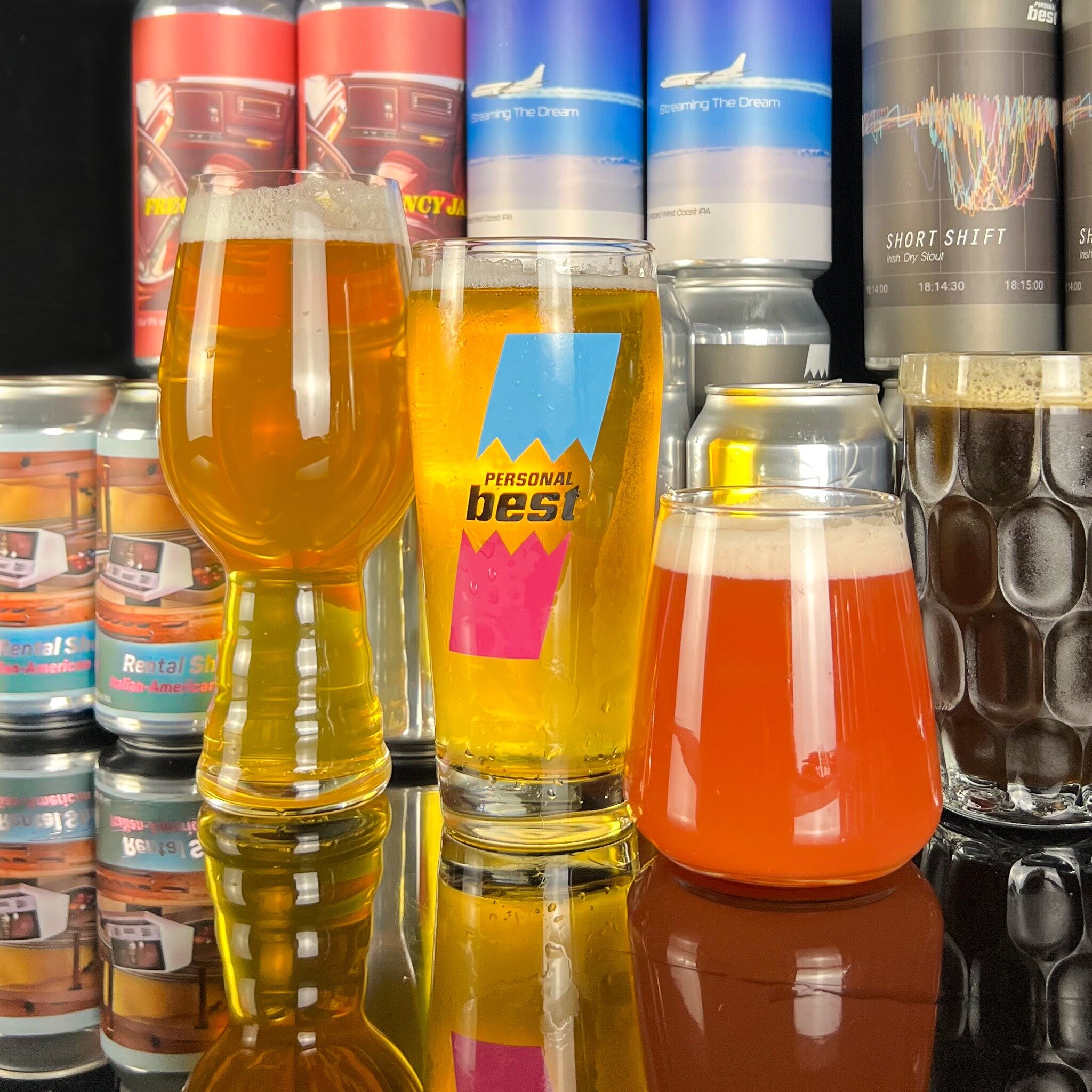 CANS! Three returning faves and introducing: STREAMING THE DREAM.

- Streaming The Dream - 7.3%
A true West-Coast IPA: pale, clear as day, dry, and gently bitter. It packs a beautiful bouquet of bright hop flavor and an intoxicating aroma that brings