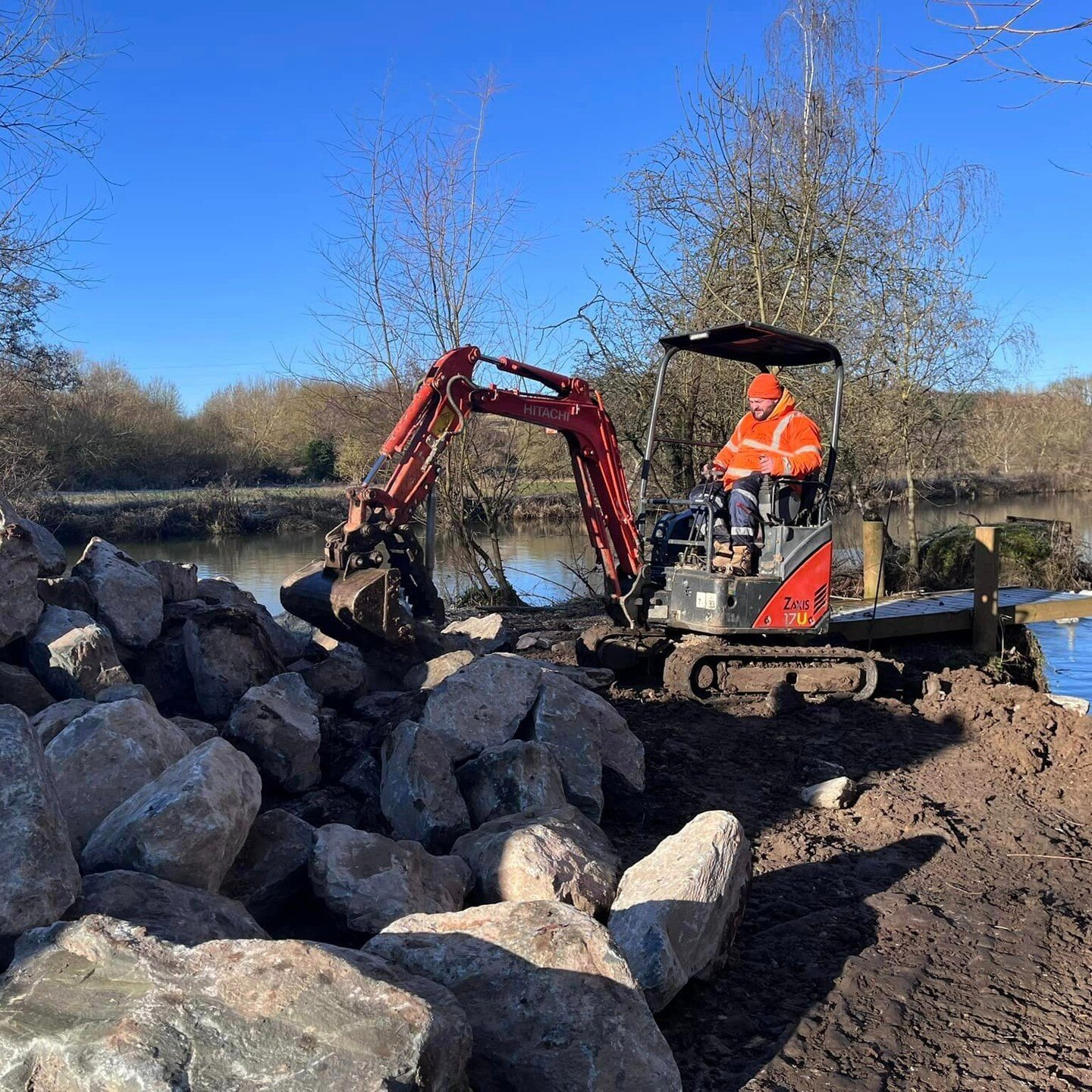 Something slightly different to show!
We are installing rip rap rocks along the river bank for a client to reduce erosion to the bank.

Get a nonobligatory quote for any of our services!
07813 167190