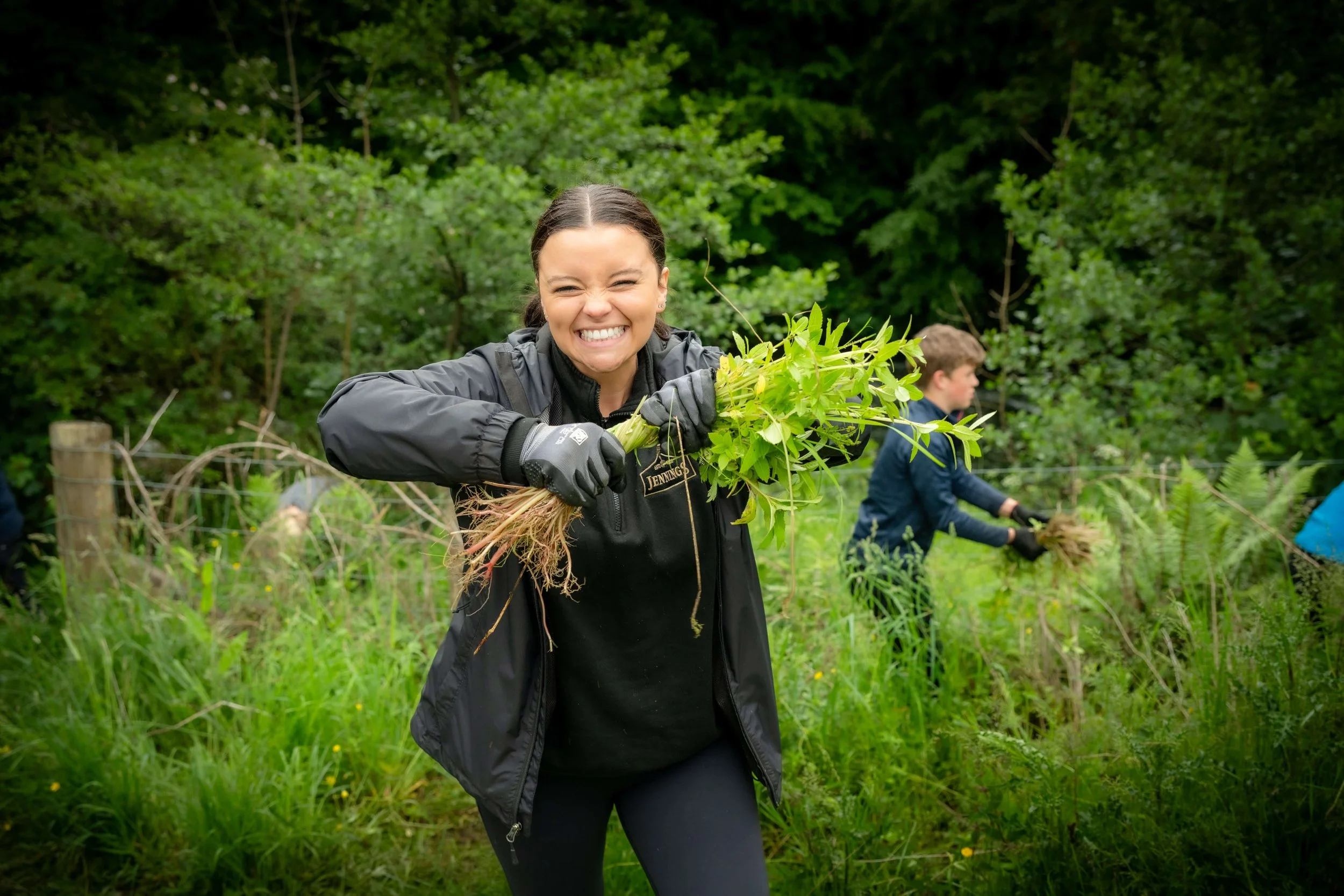 Someone pulling Himalayan Balsam