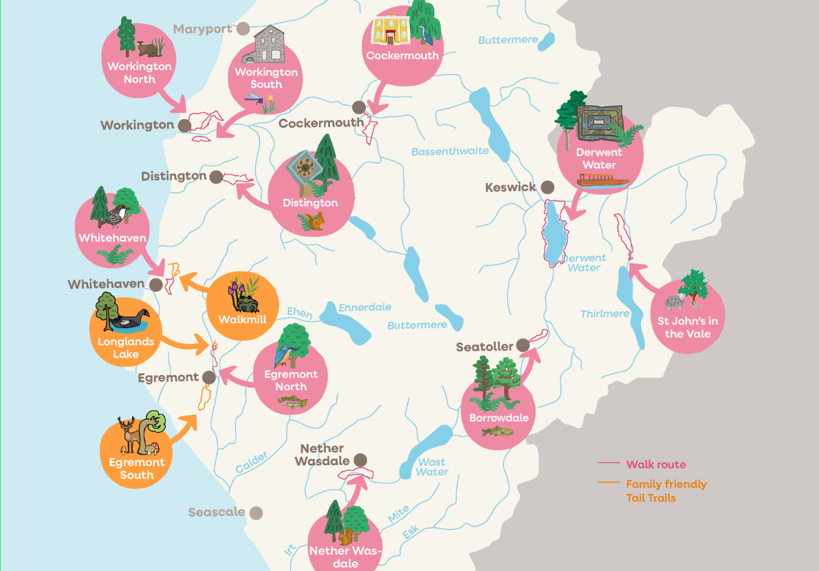 Watery Walk overall map of walks