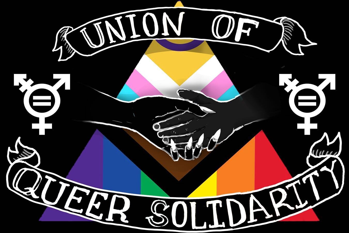 Digital version of this !
.
.
&ldquo;Heavily inspired by union tapestries and protest banners, for workers and human rights movements.
.
 I saw a transphobic take on a union banner last year so here&rsquo;s something with a bit of response, solidarit