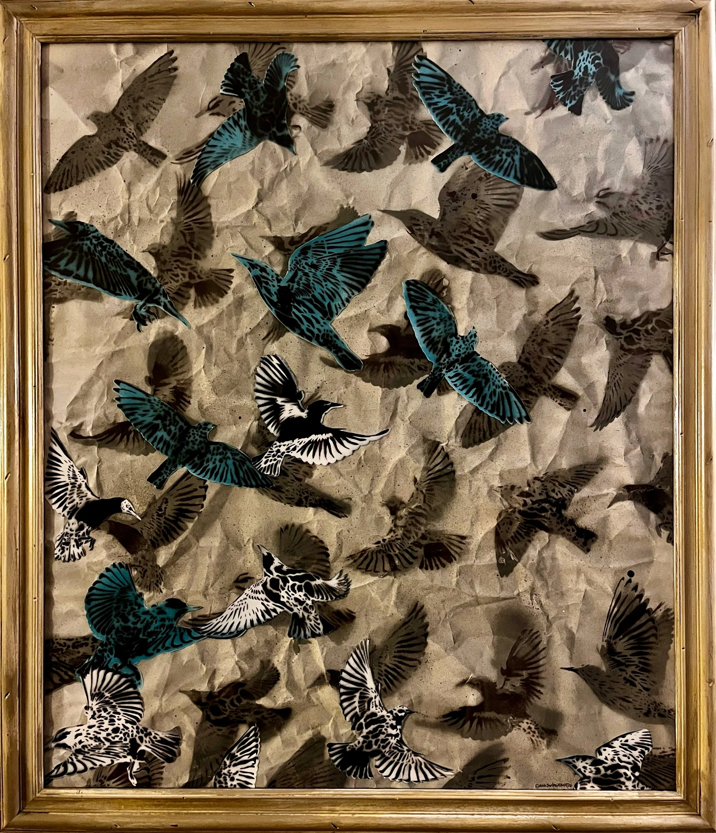 “Favor for Bravery”, 2026, 32x36, Spray Paint on Paper