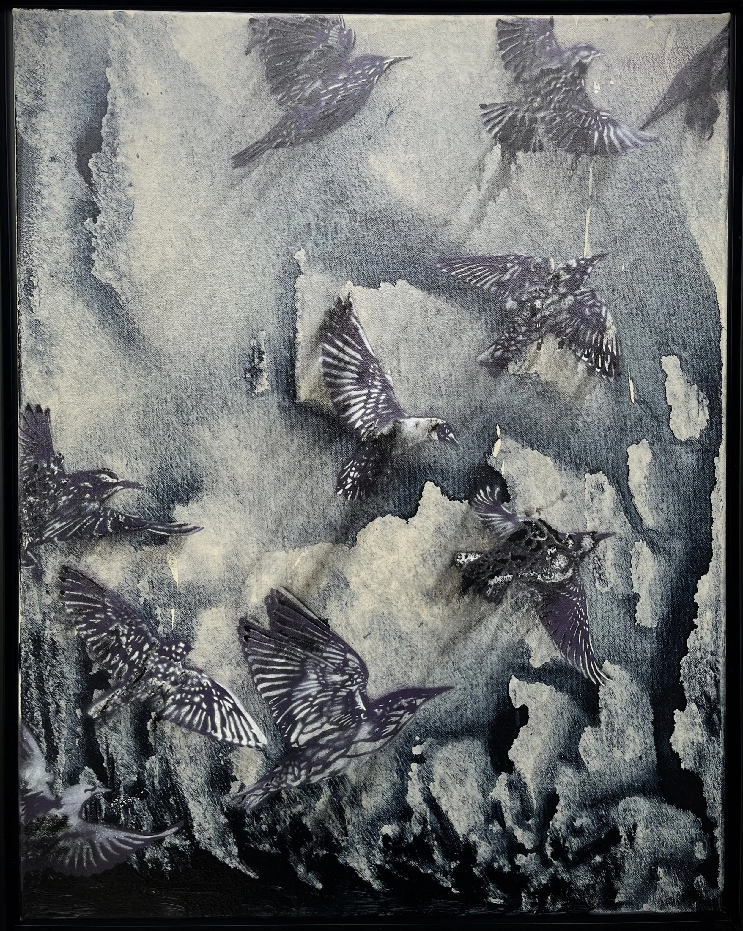 Fire & Flee, 2024
22x28, Spray Paint & Acrylic
