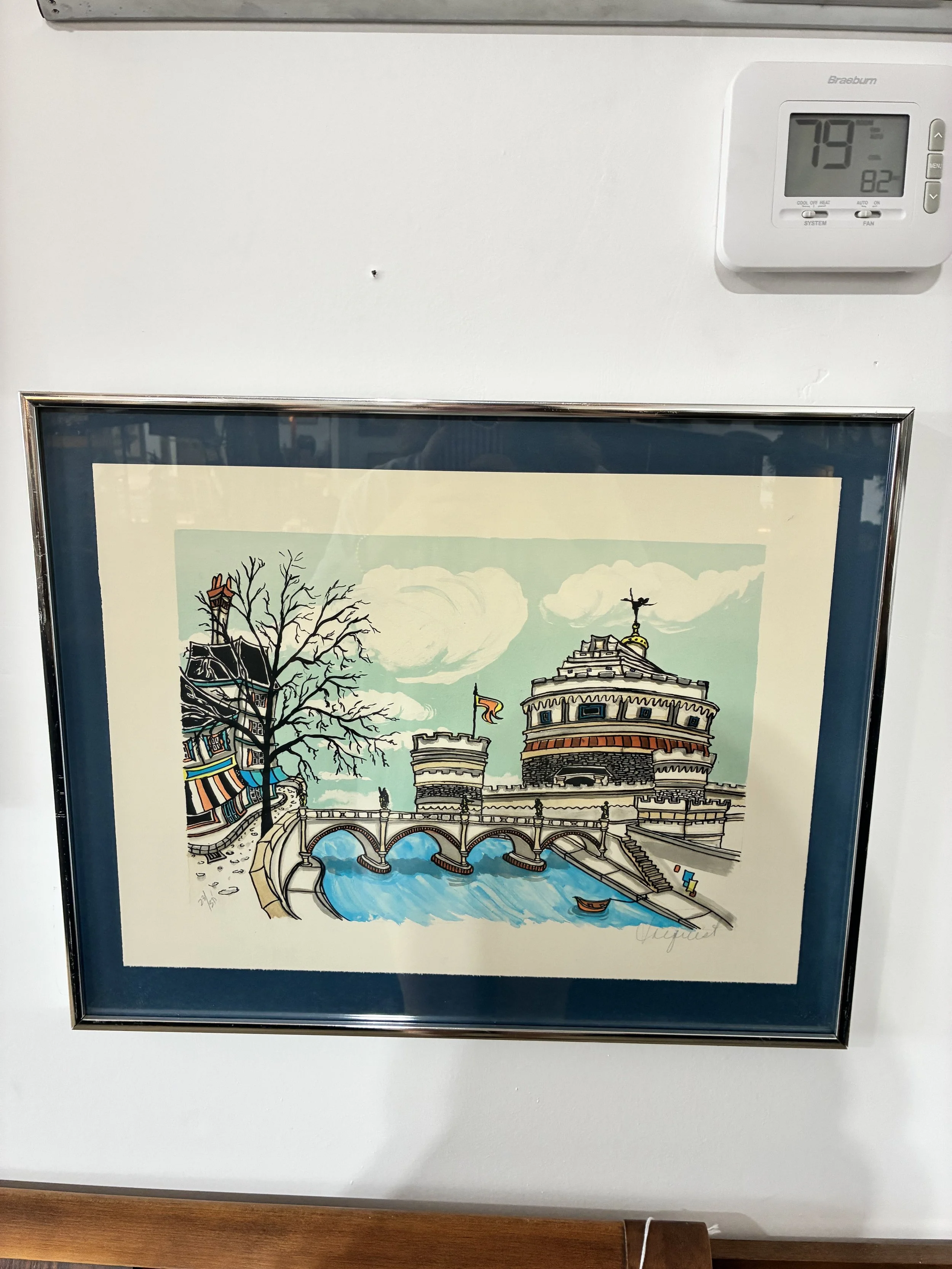 "Bridge & Building" Water Color Painting