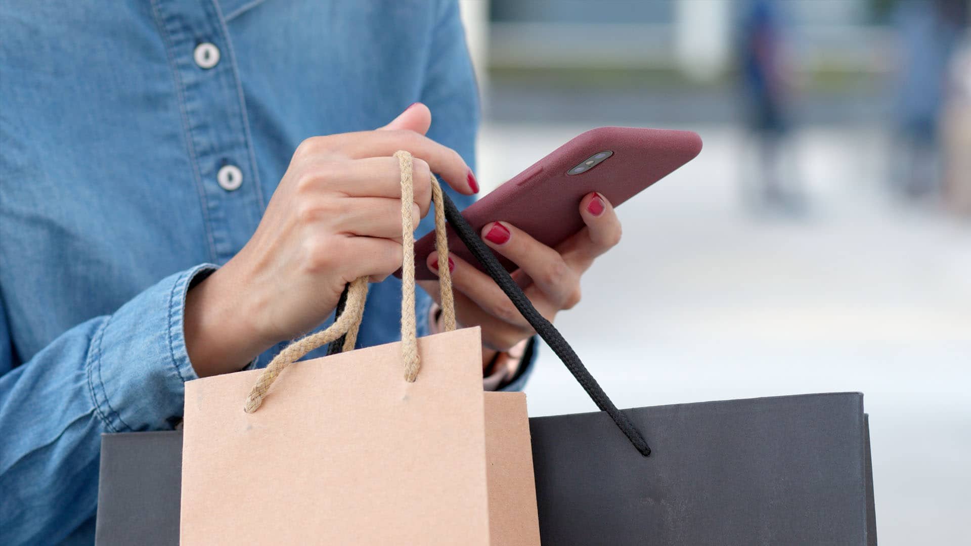 Woman shopping with smartphone