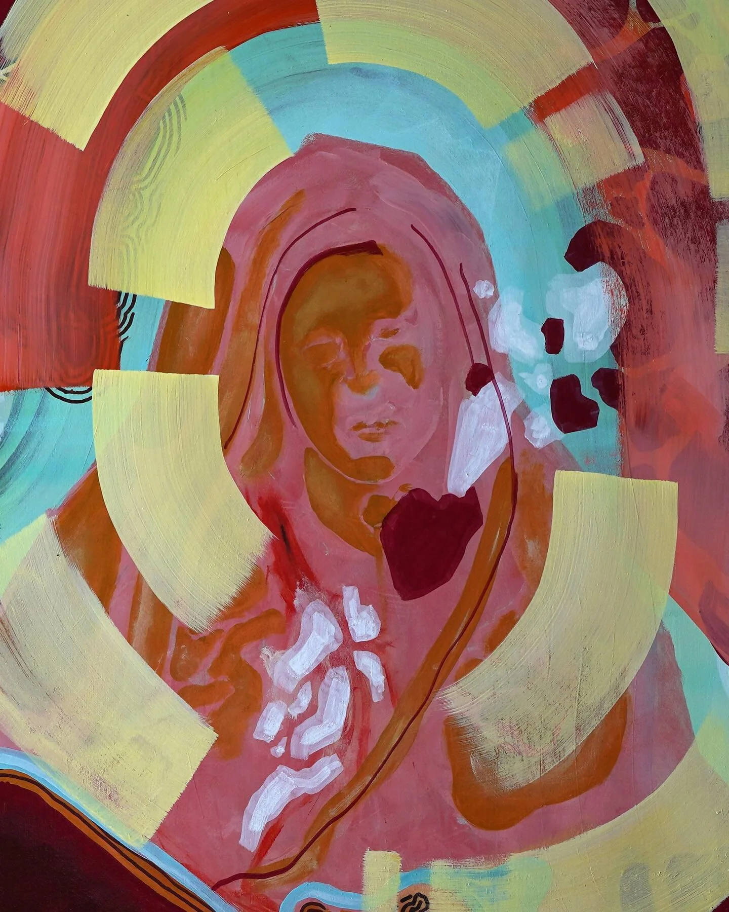 Love is the highest elevation of understanding. &ldquo;Mother&rdquo; oil and acrylic on wood panel 2018. 
.
.
.
#artistsoninstagram #beautifulbizzarre  #juxtapozmag #abstractartgallery #acrylicabstract #studioartist #theburrowyyc #emergingartists #Ar