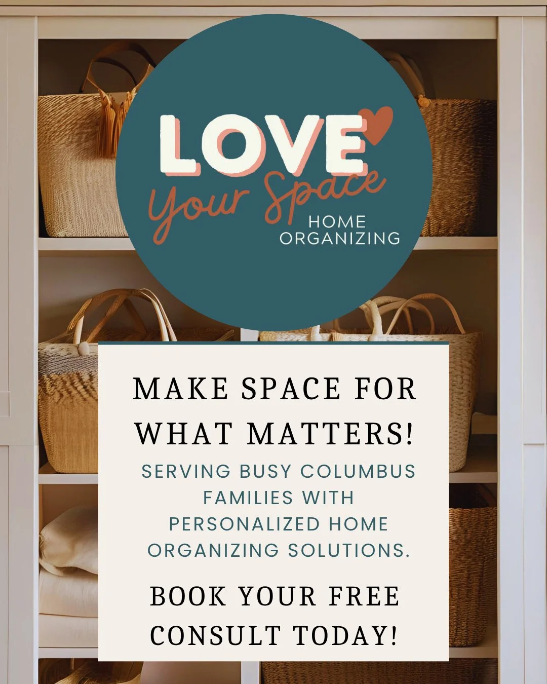 Your home should support your life &mdash; not add more stress.⁠
⁠
At Love Your Space Home Organizing, I help busy Columbus families create thoughtful systems that make everyday life easier:⁠
&bull; less visual clutter⁠
&bull; less time searching⁠
&b
