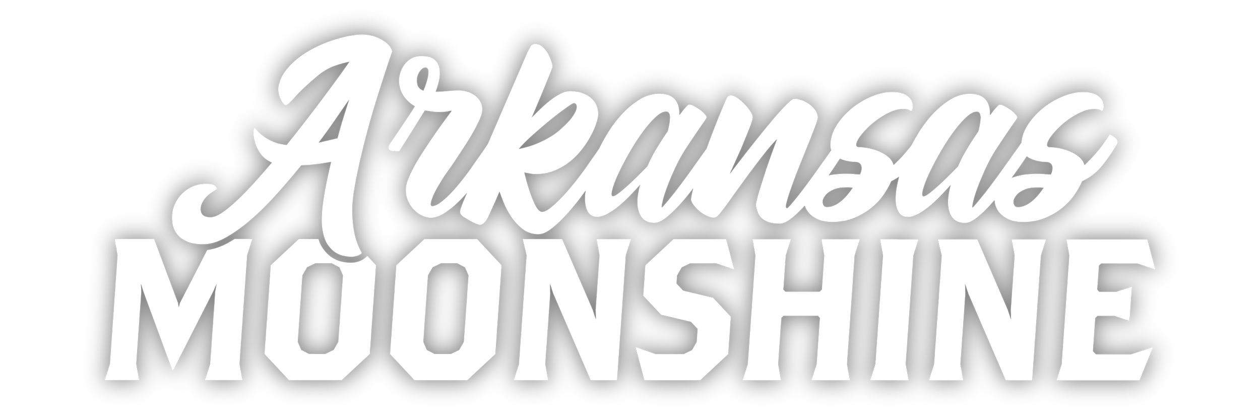 Text saying 'Arbousa Moonshine' in stylized white font on a black background.