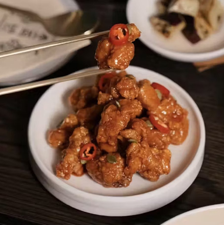 Honey KFC chicken — Korean fried chicken bites glazed with sweet gochujang sauce