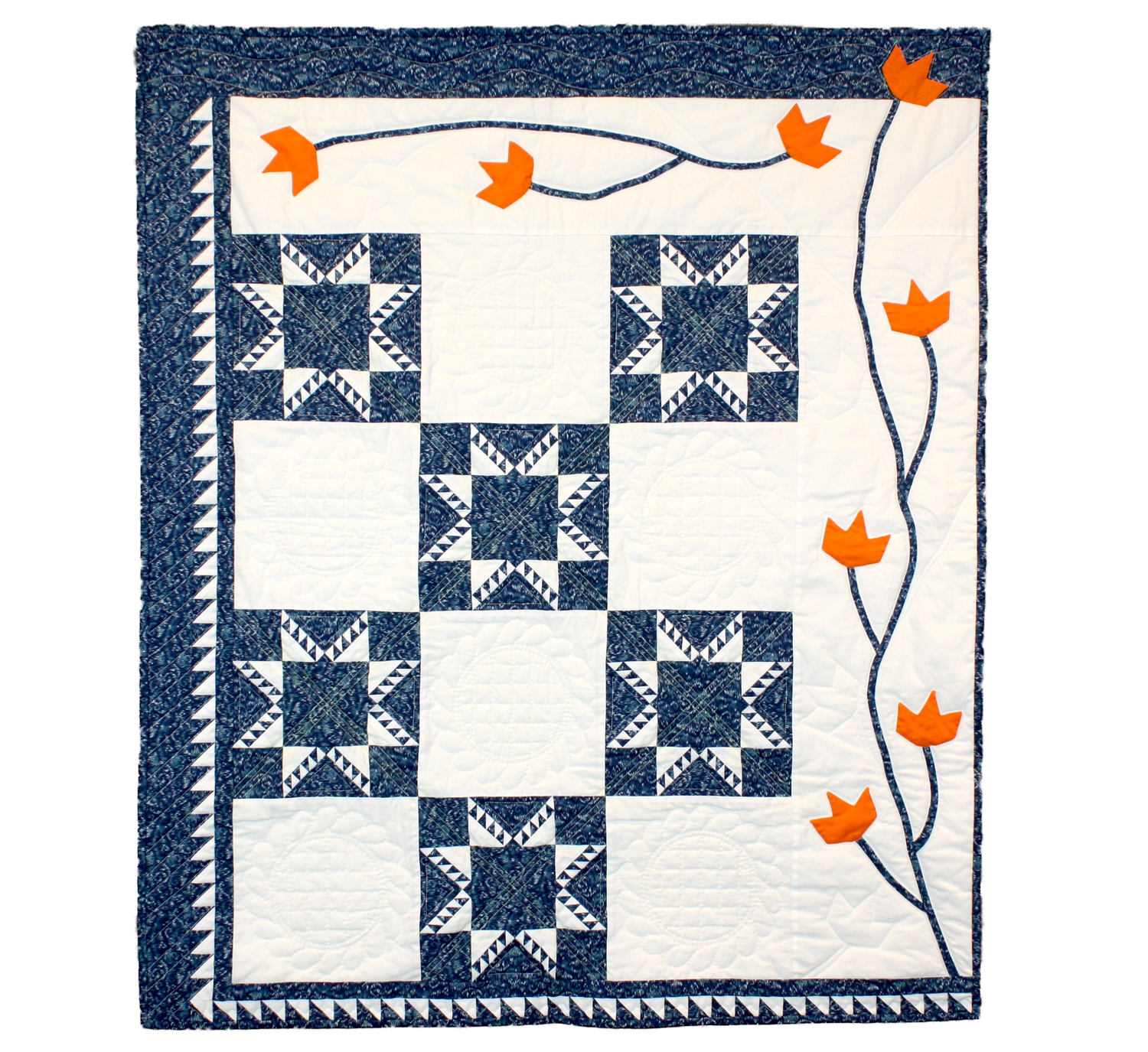 Sawtooth Feathered Star &amp; Flowers – Eileen Hayes, Boulder, CO