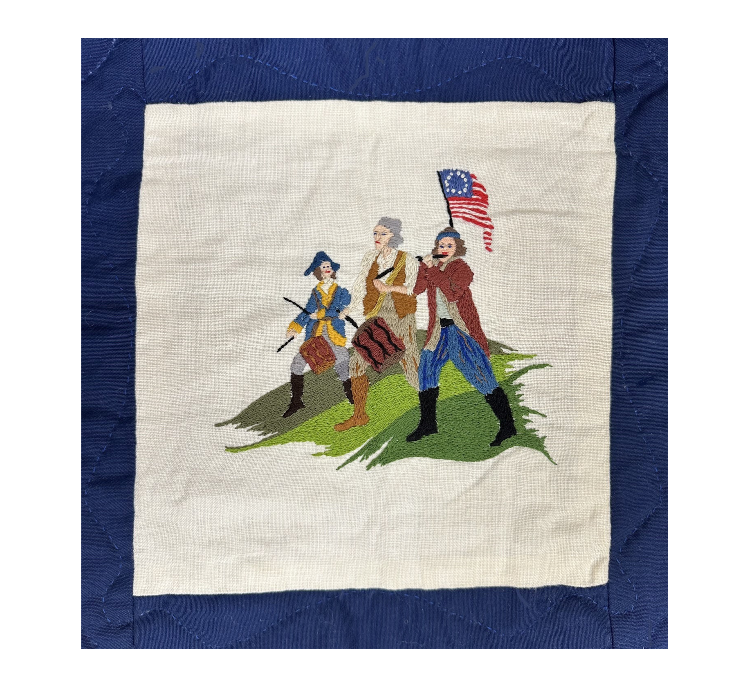 (Detail) Bicentennial Coloring Book Quilt, 1976 – Neila Leister, Connecticut – Gift of Neila Leister, NEQM 2026.02