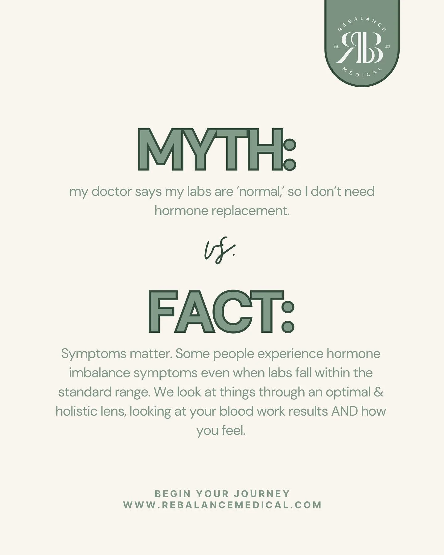 Just because your labs are &ldquo;normal&rdquo; doesn&rsquo;t always mean you&rsquo;re feeling your best. Hormone health isn&rsquo;t one-size-fits-all; your symptoms tell an important part of the story. At ReBalance, we go beyond the standard range, 