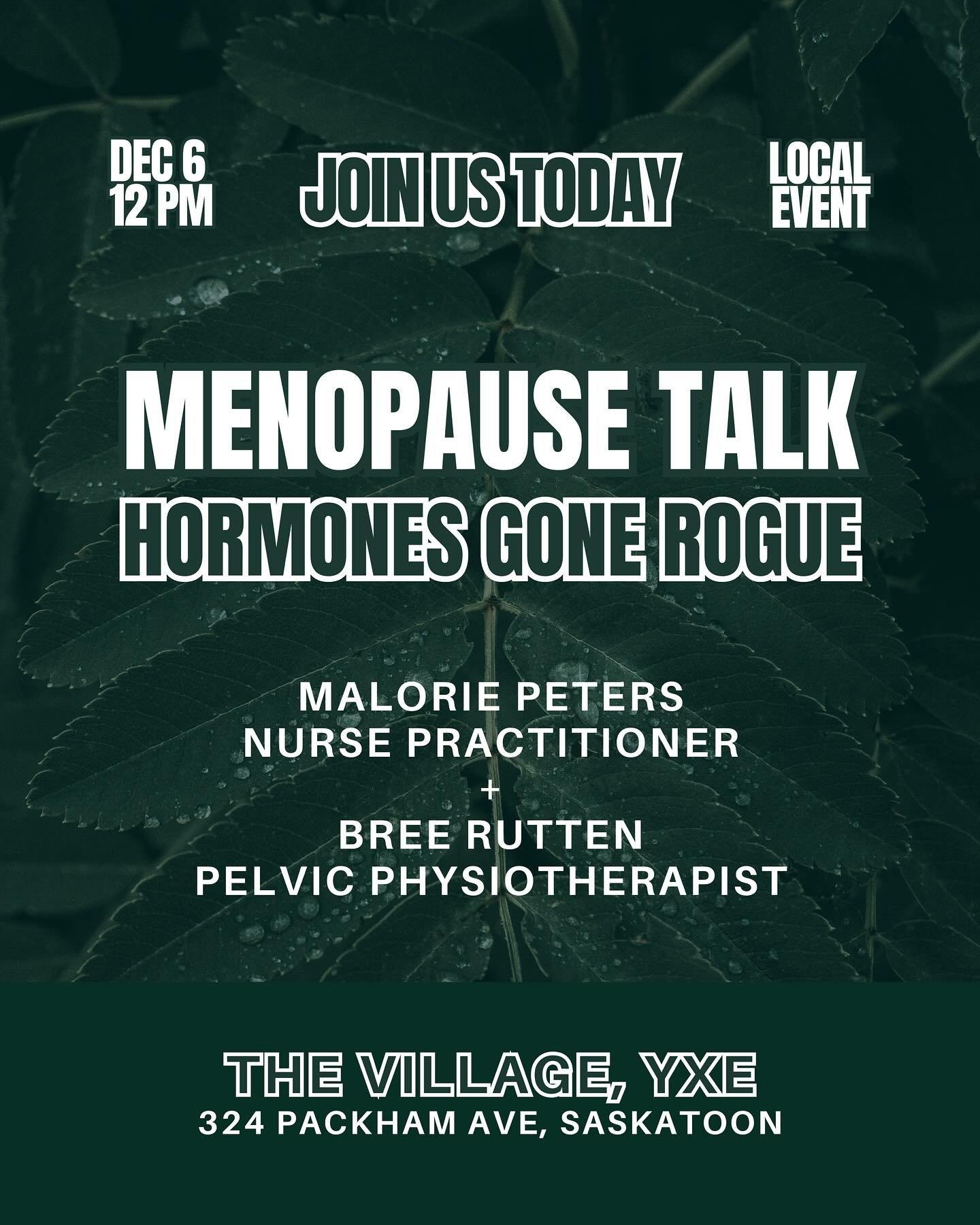 TODAY&rsquo;S THE DAY! 🎉 Join us at @thevillageyxe from 12&ndash;1 PM for an open discussion on hormones, menopause, and everything in between. Don&rsquo;t miss it!

#hormonehealing #hormonehealth #hormonetherapy #hormonereplacement #hormonereplacem