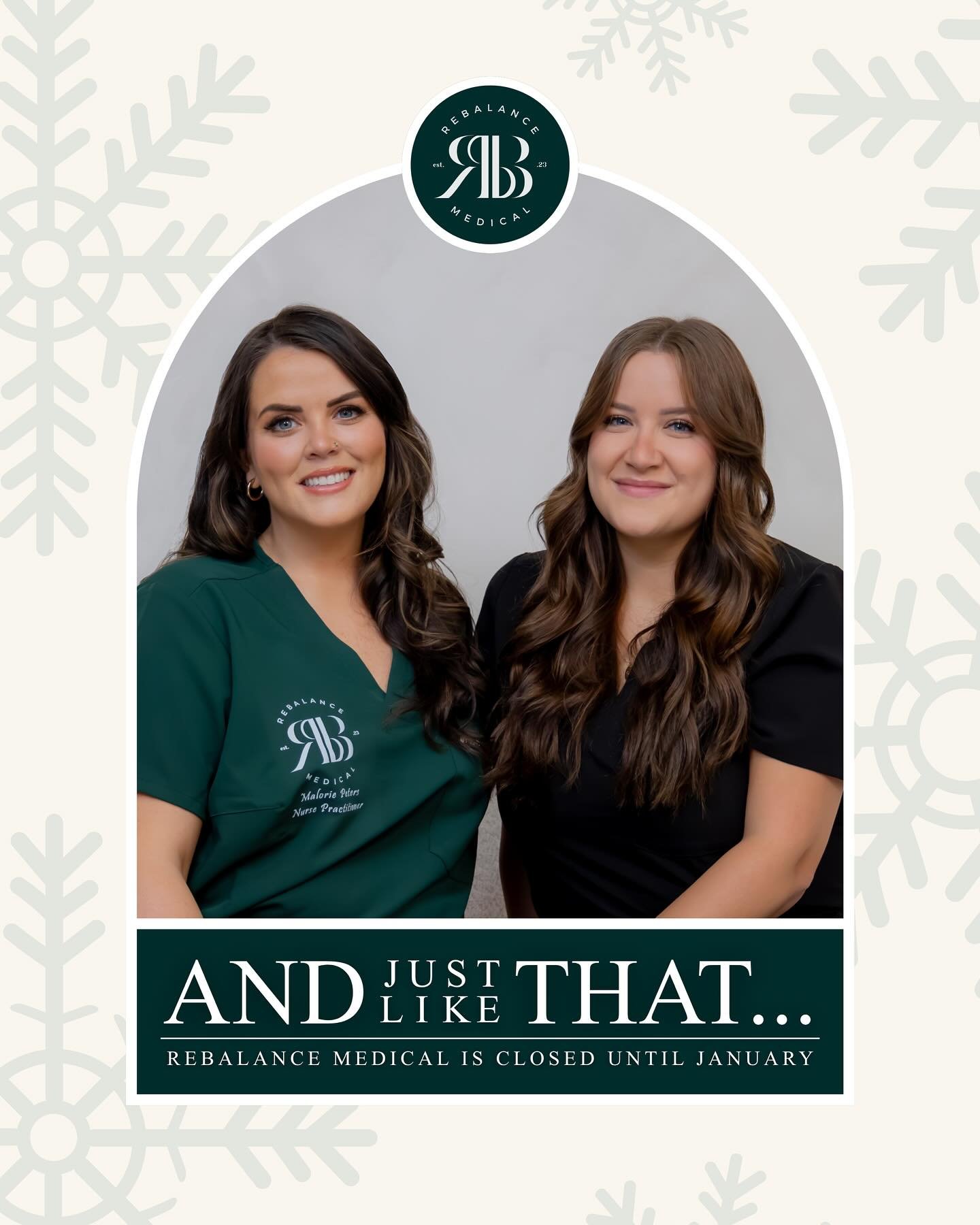 ReBalance Medical is closed for the holidays.
Thank you for trusting us with your care and confidence this season. We can&rsquo;t wait to see you in the new year ✨
