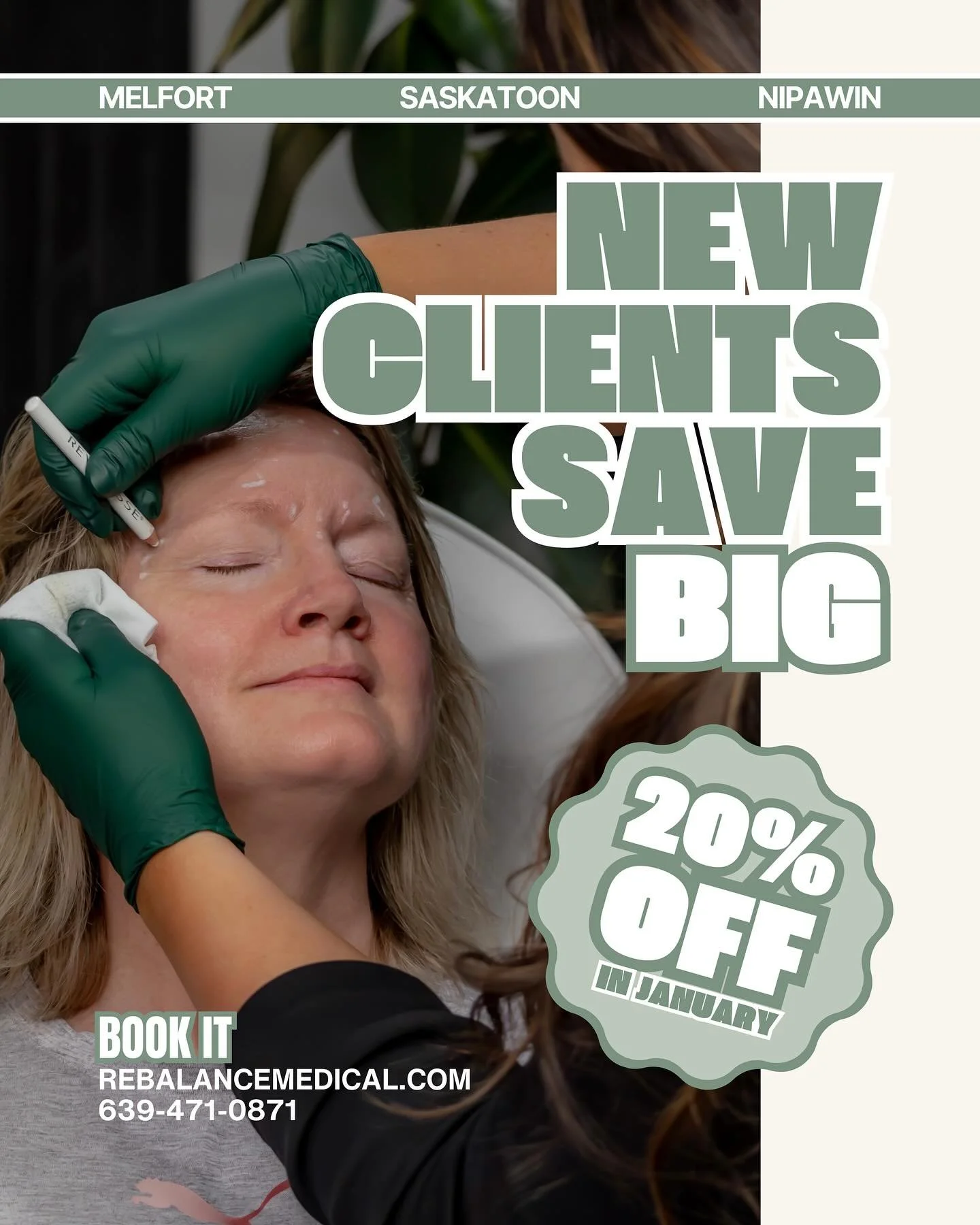 We&rsquo;re welcoming new clients with 20% OFF injectables throughout the month of January! It&rsquo;s the perfect time to refresh, enhance, and start the new year feeling confident.
📍 This promotion is valid at all three of our Saskatchewan locatio