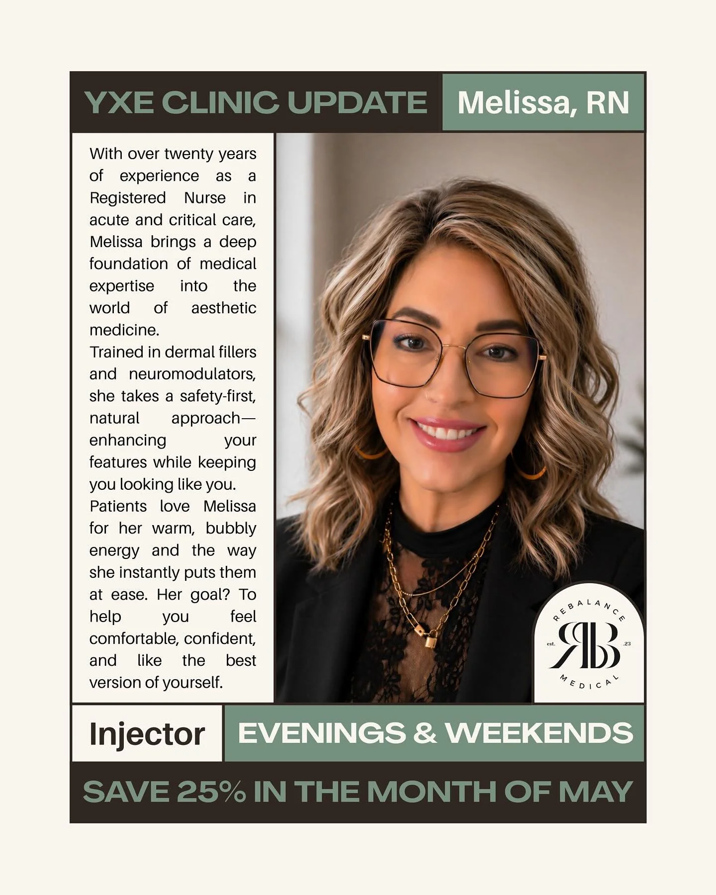 Please join us in welcoming Melissa to the team!
With her incredible experience and passion for natural, confidence-boosting results, we&rsquo;re so excited for you to meet her!
Melissa is also our evenings &amp; weekends gal, making it easier than e
