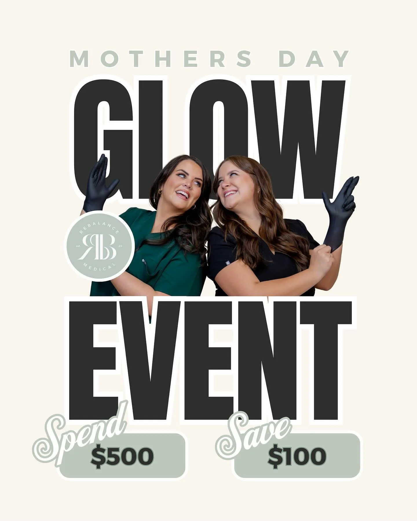 ✨ Mother&rsquo;s Day Glow Event ✨
Celebrate Mom or treat yourself!

IN THE MONTH OF MAY
Get $100 off your injectables appointment when you spend $500 or more!

Perfect for:
💉A thoughtful Mother&rsquo;s Day gift
💉A glow-up before spring events
💉Fin